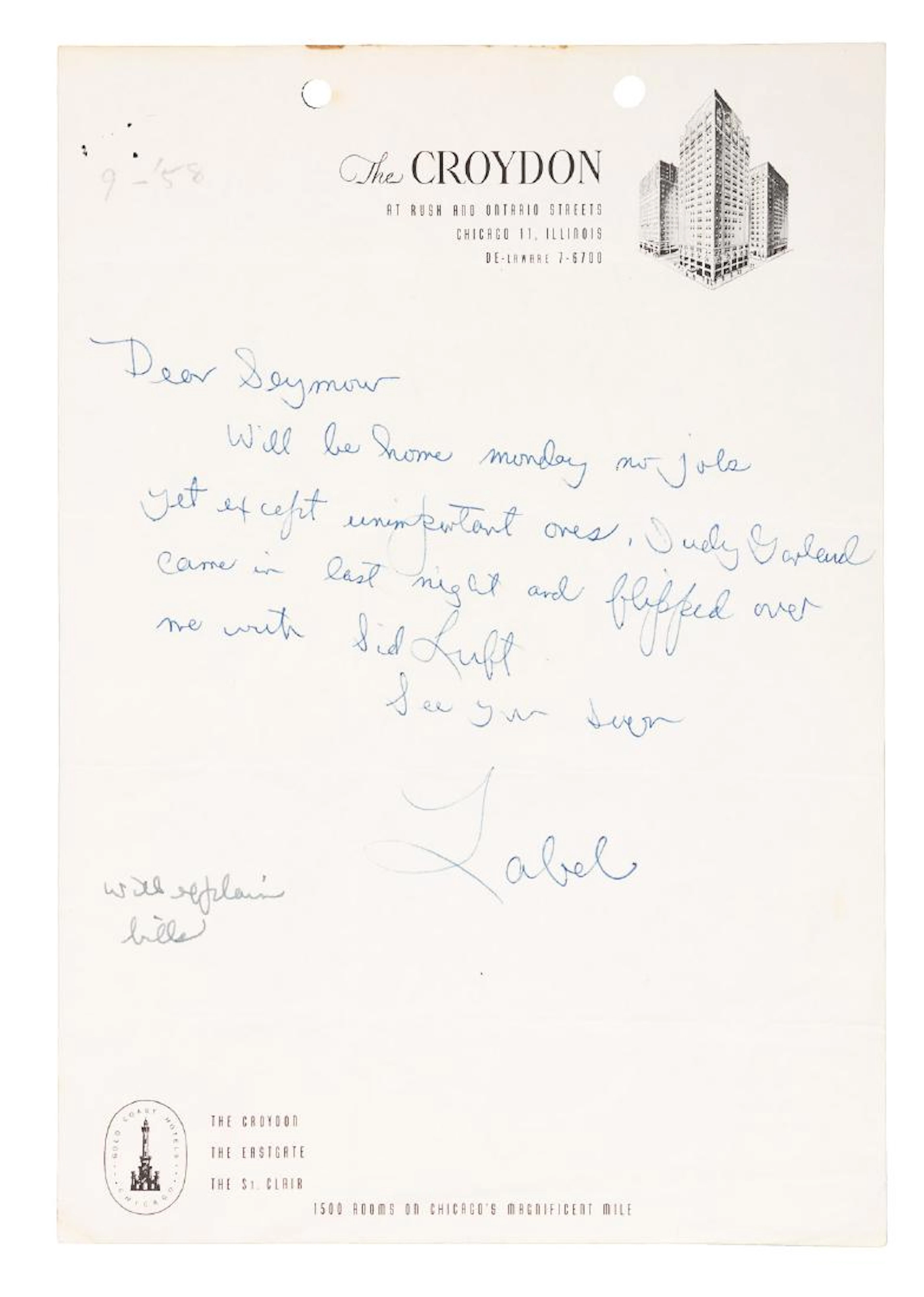 Judy Garland attends Lenny Bruce act in Chicago
