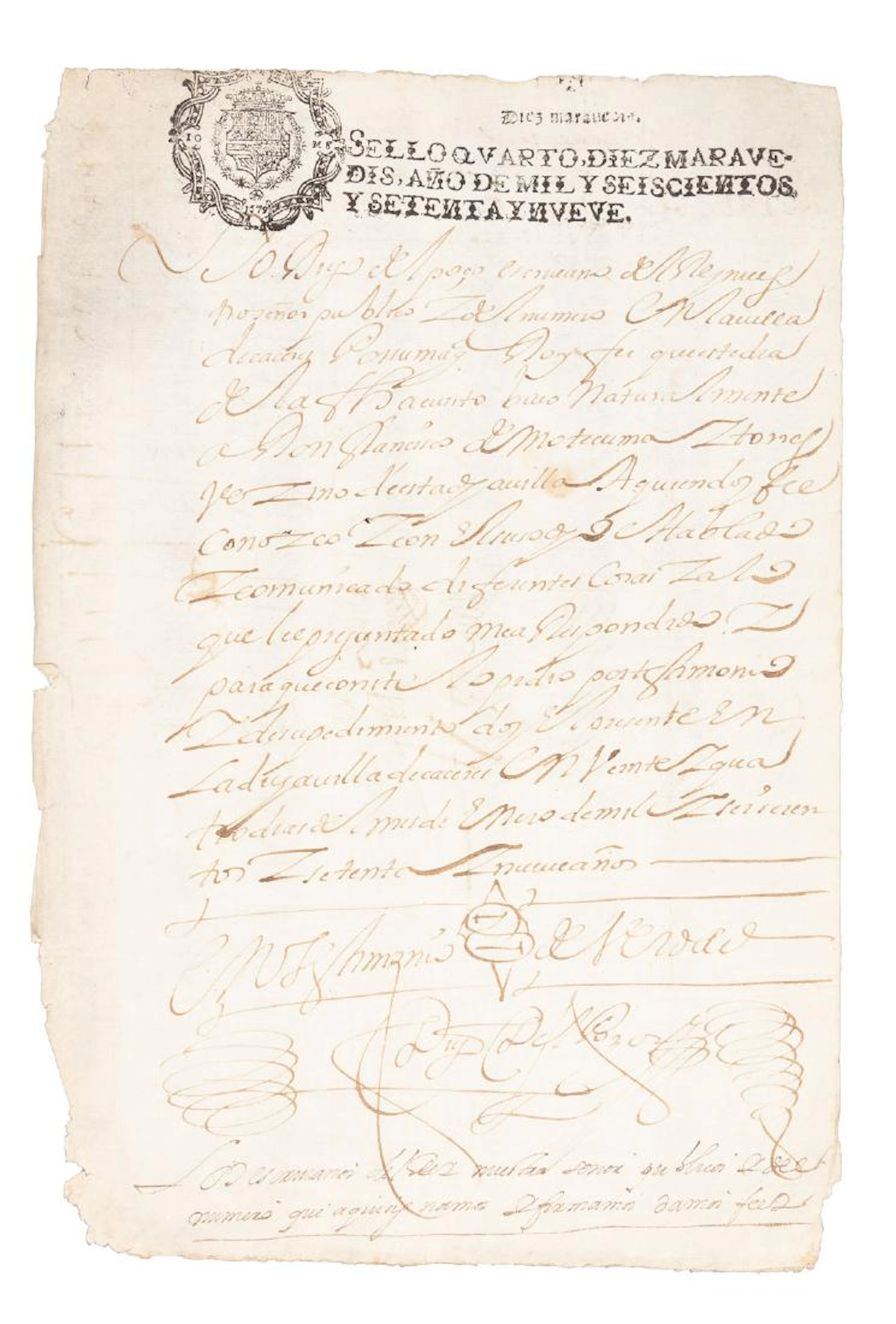 Moctezuma's descendants in Spain, 1679 document