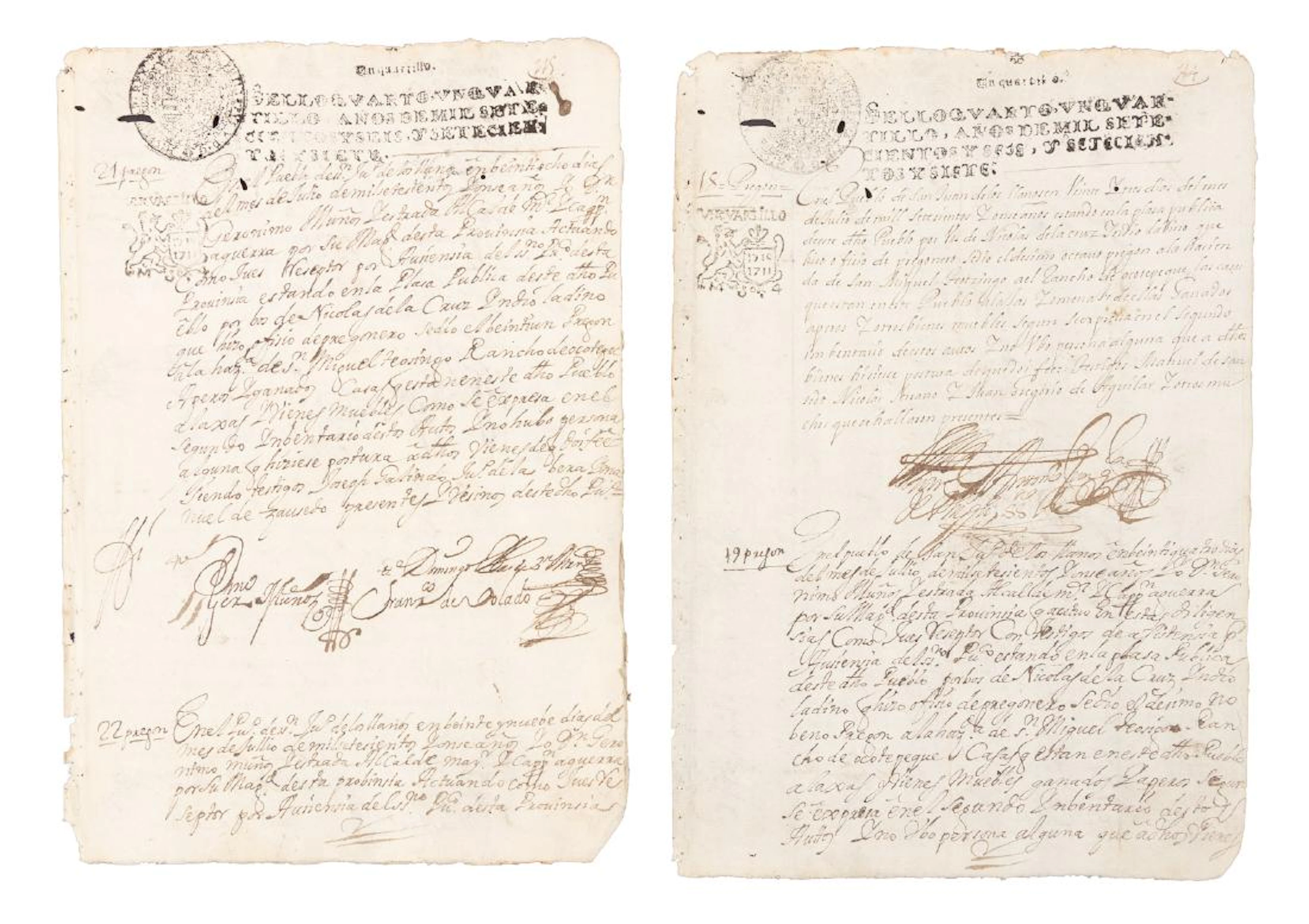 Public announcements in Puebla town square, 1711