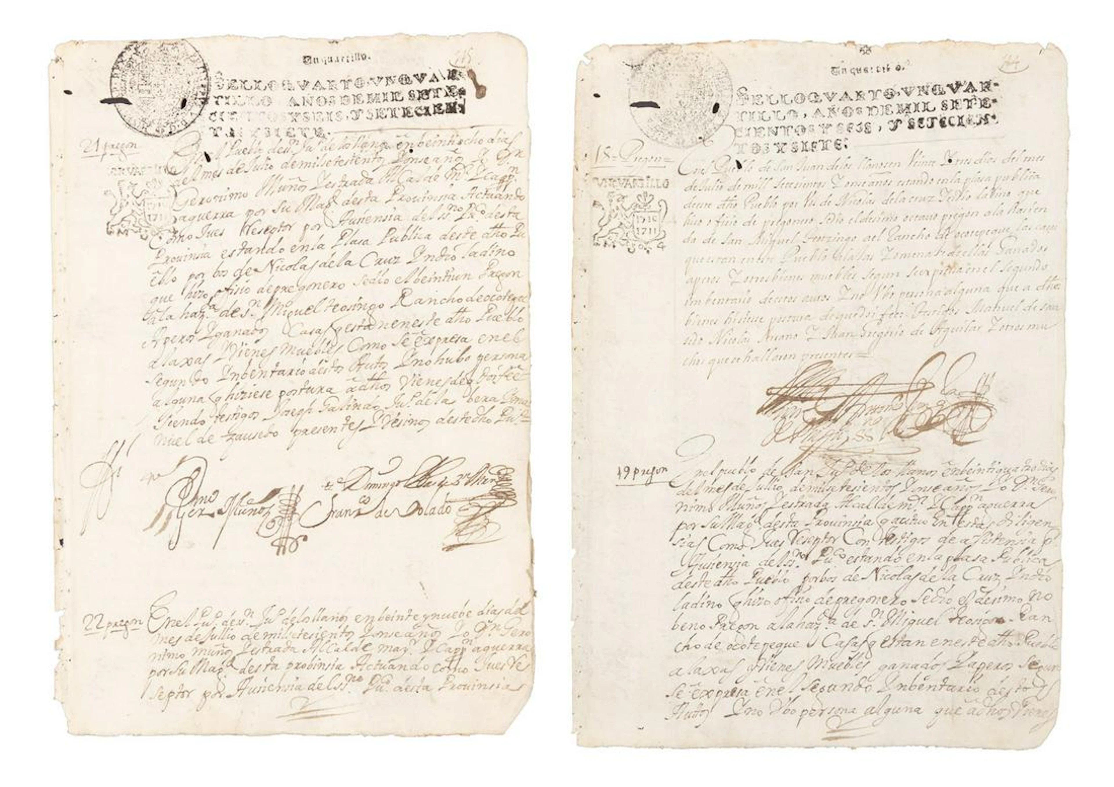 Public announcements in Puebla town square, 1711