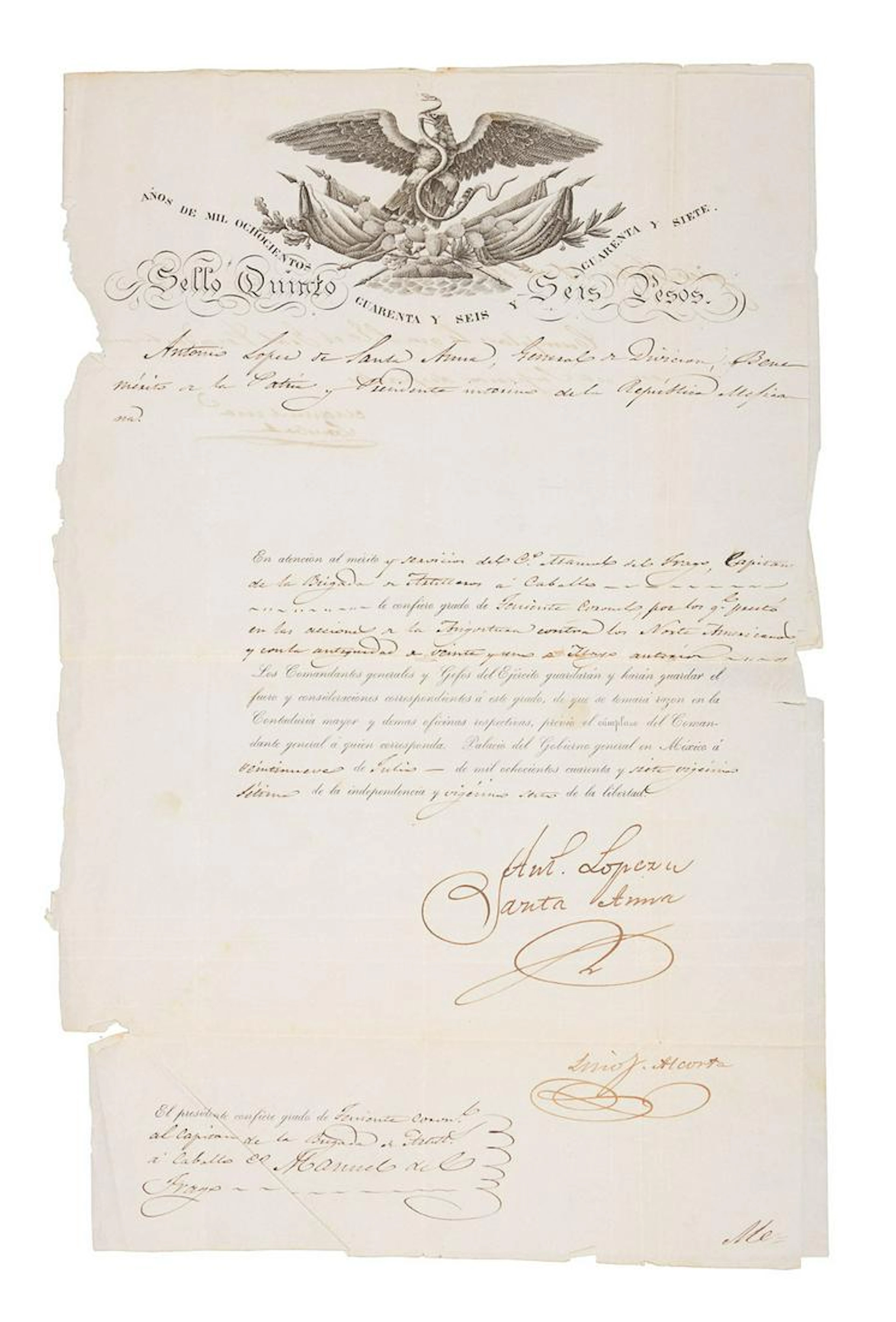 Document signed by Santa Anna