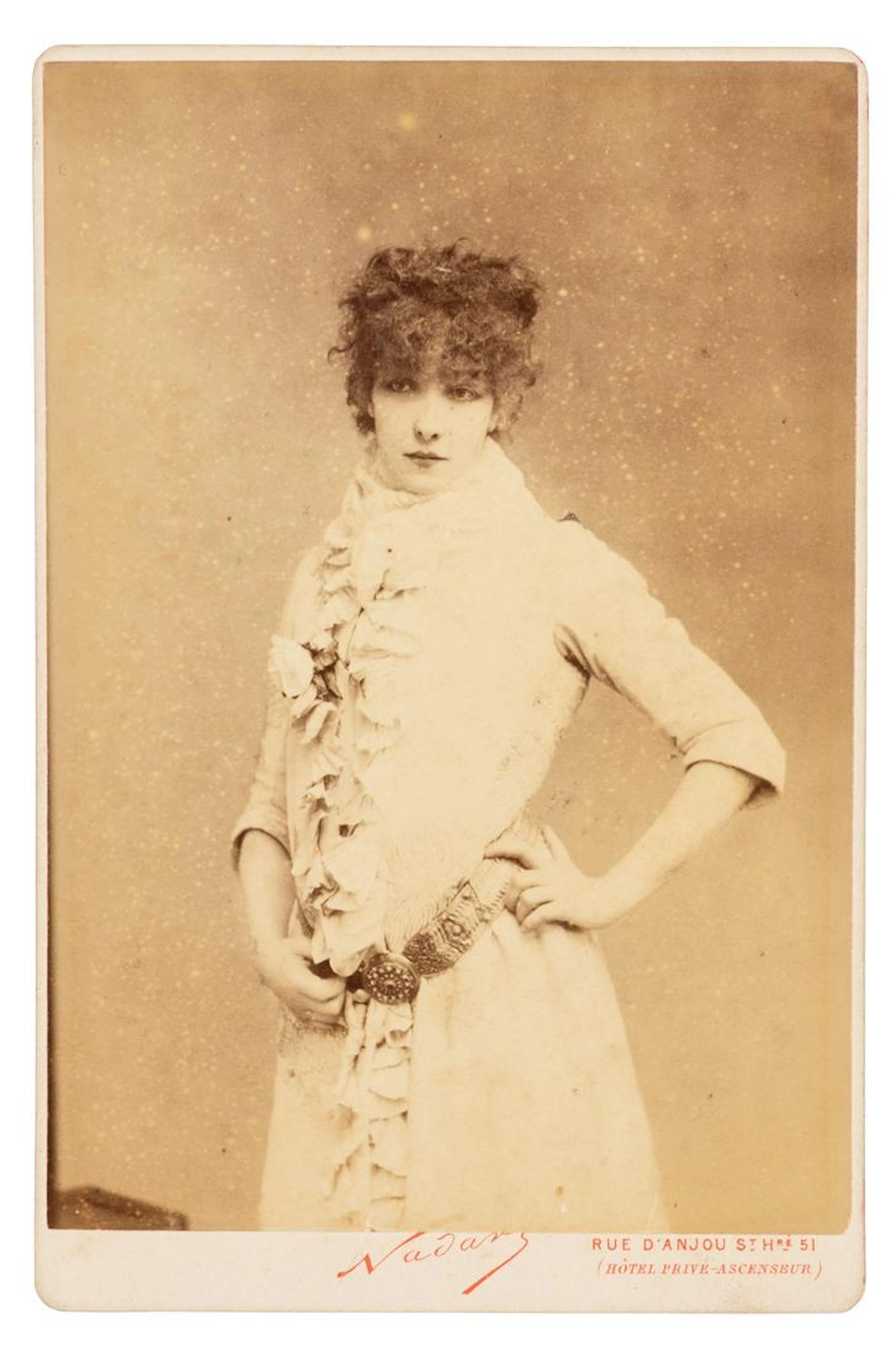 Nadar cabinet photograph of Sarah Bernhardt