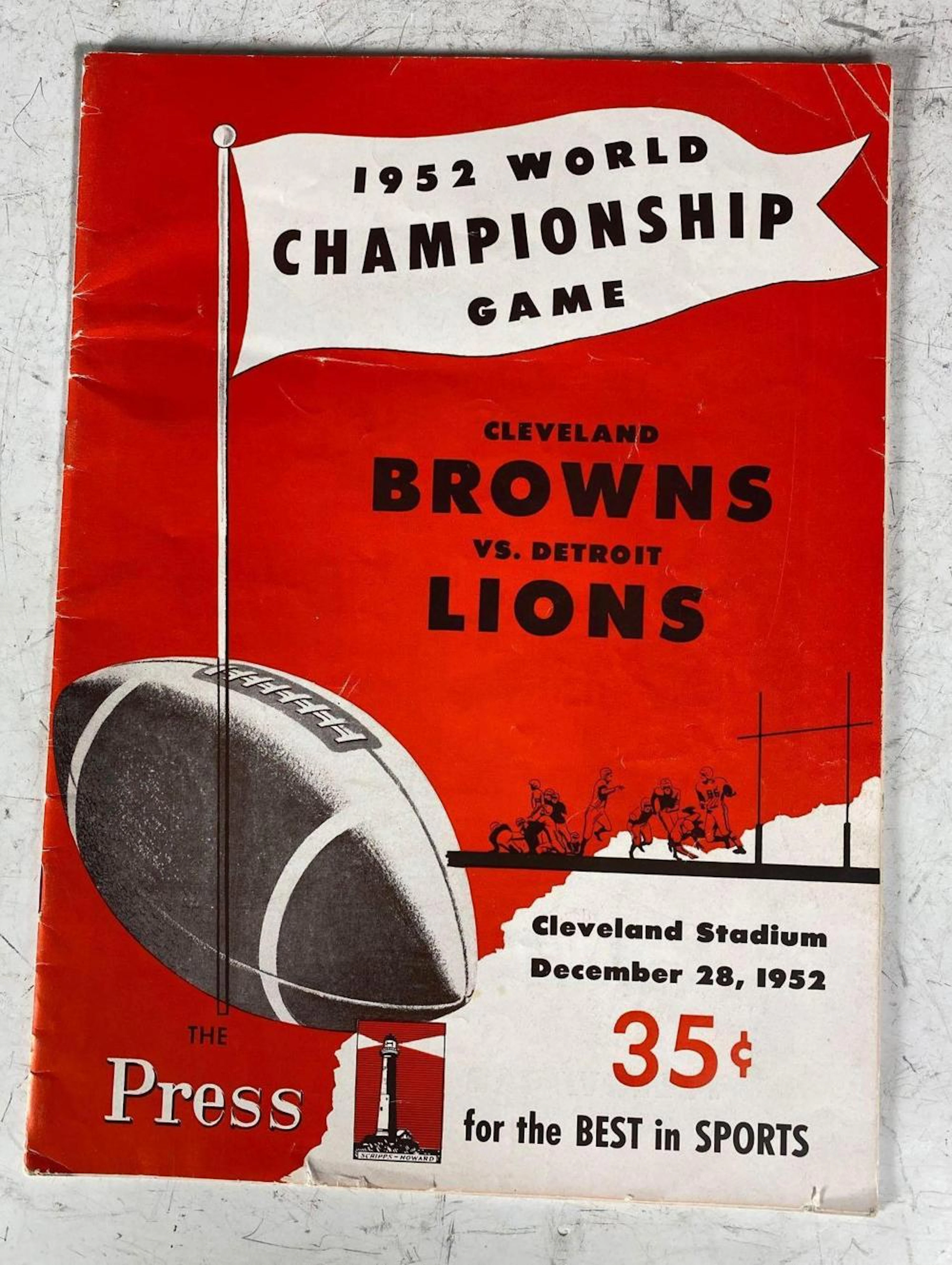 1952 NFL Championship Game Program Lions Browns