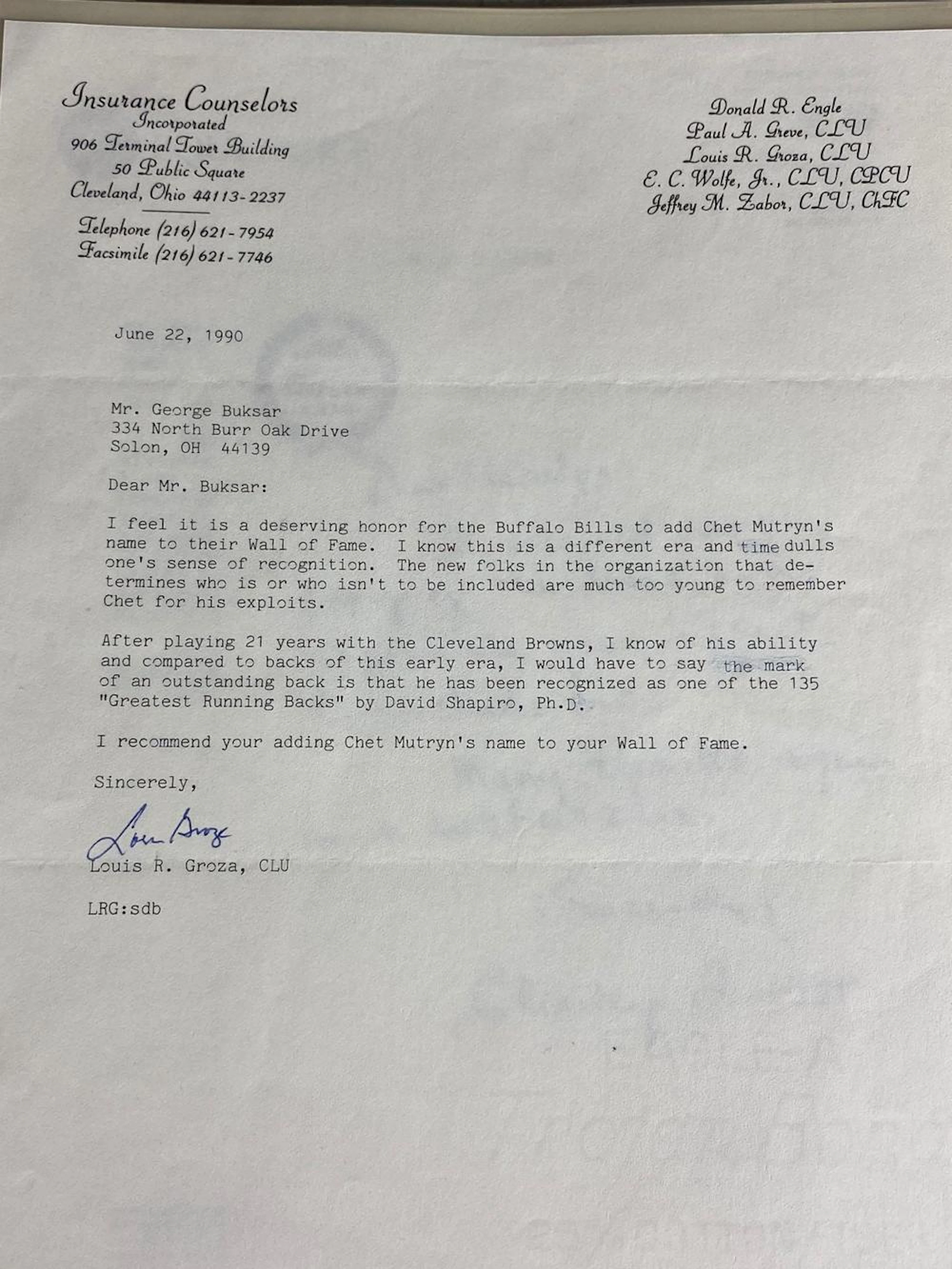 AAFC and NFL Star and HOF'ers Signed Letter Collection Groza, Trippi