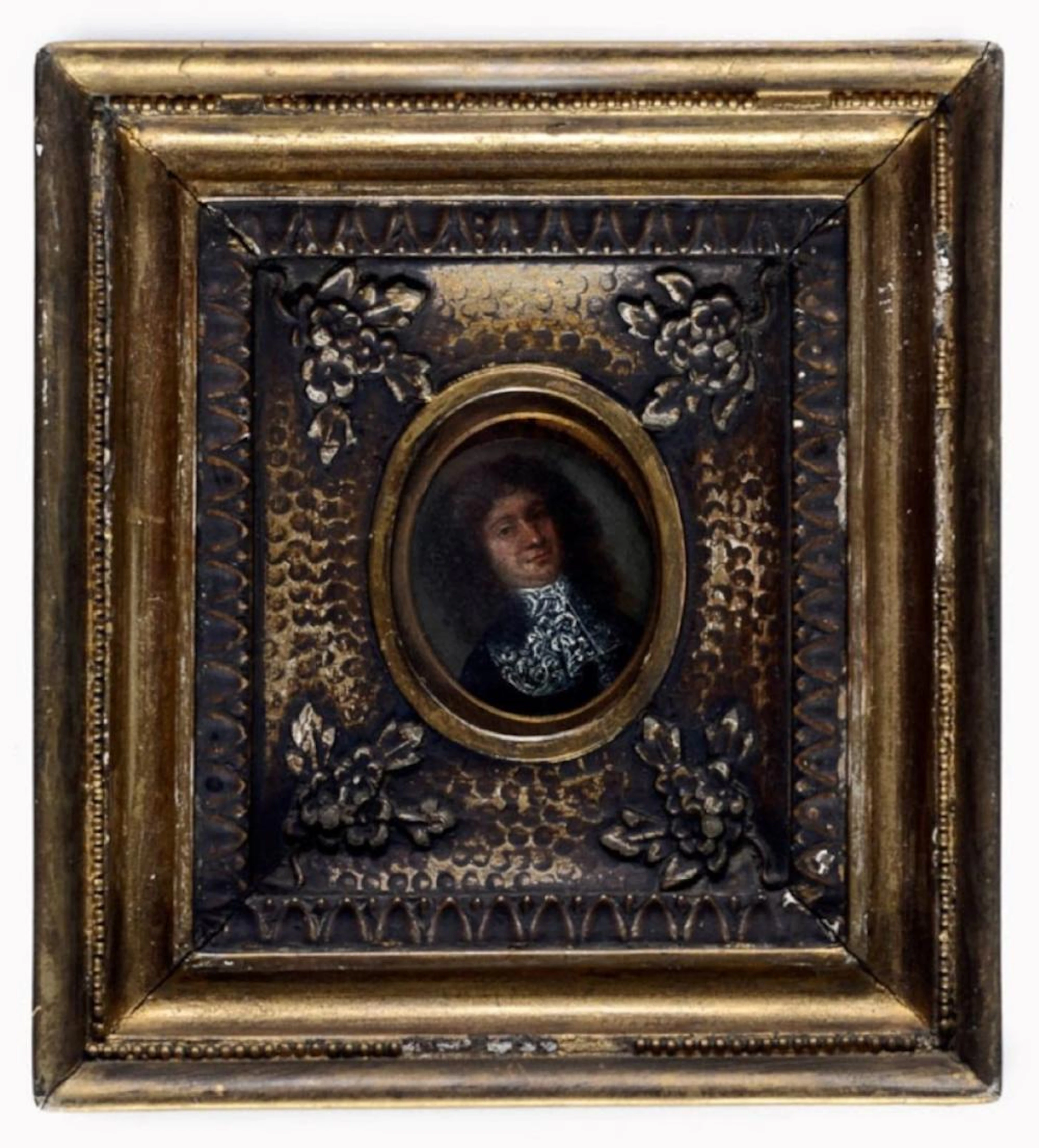 17th century oil on copper portrait miniature