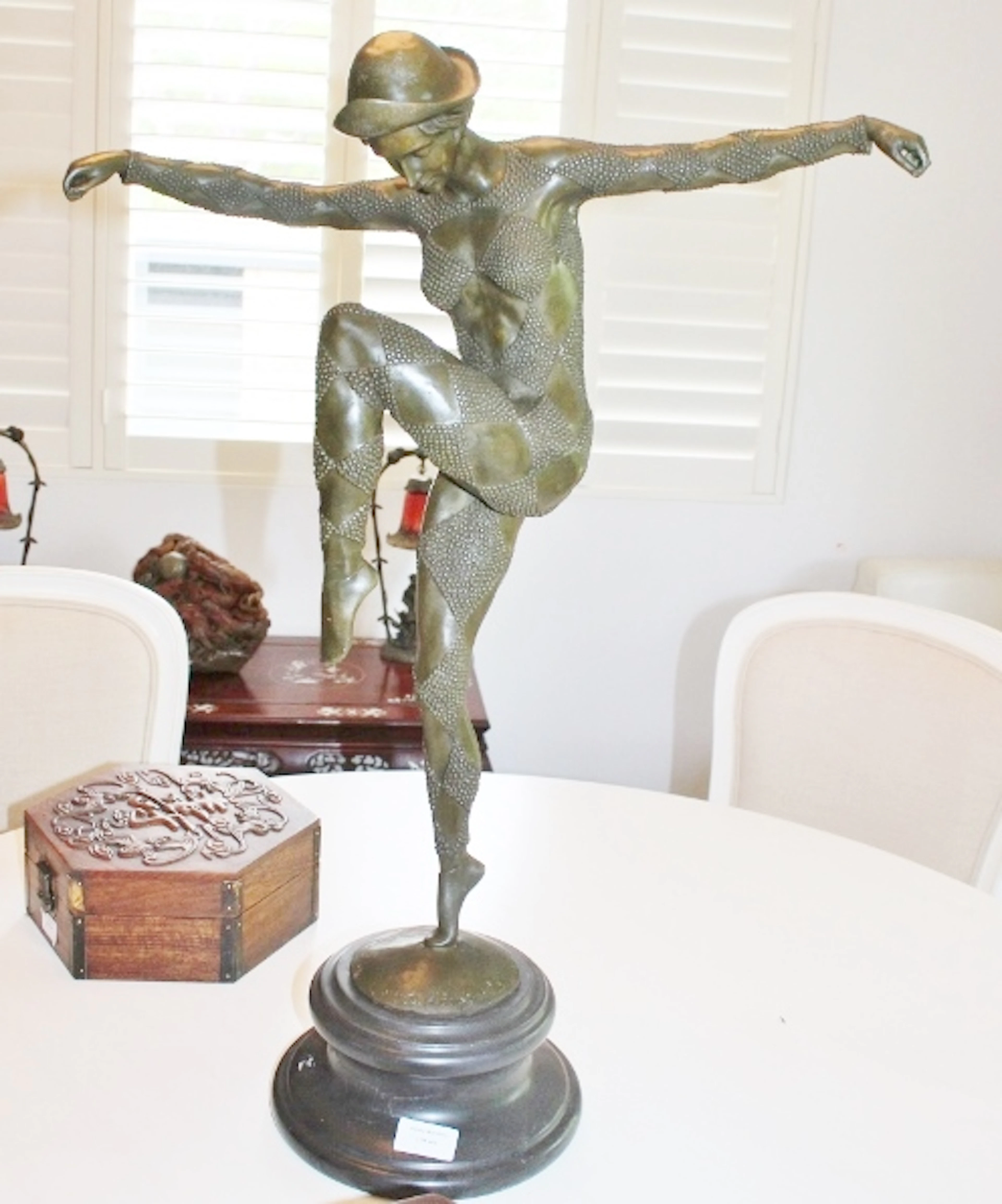 Large Bronze Sculpture After D.H. Chiparus Elegant Dancer 72cm x 50cm