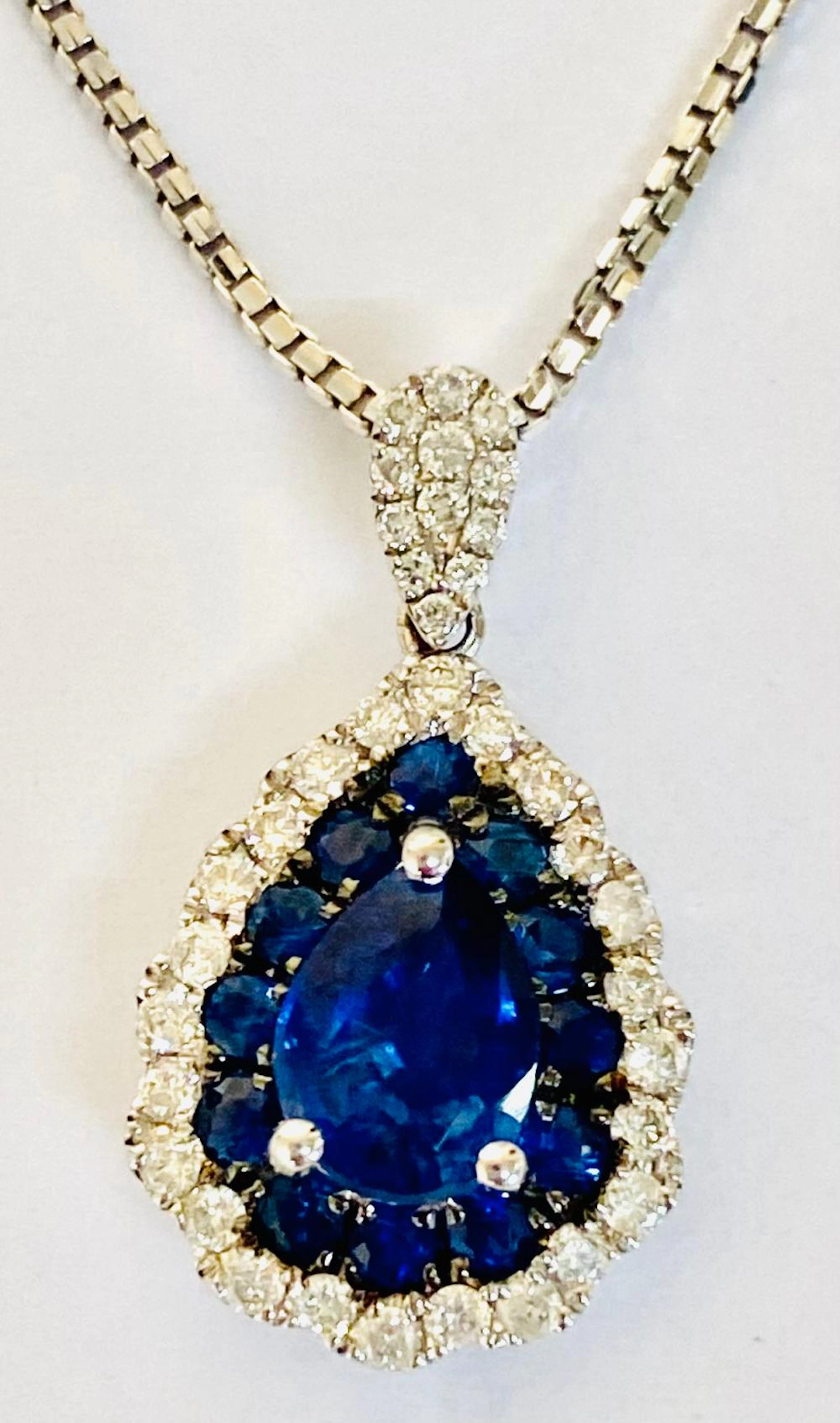 Kyanite, Sapphire And Diamond 18ct White Gold Pendant