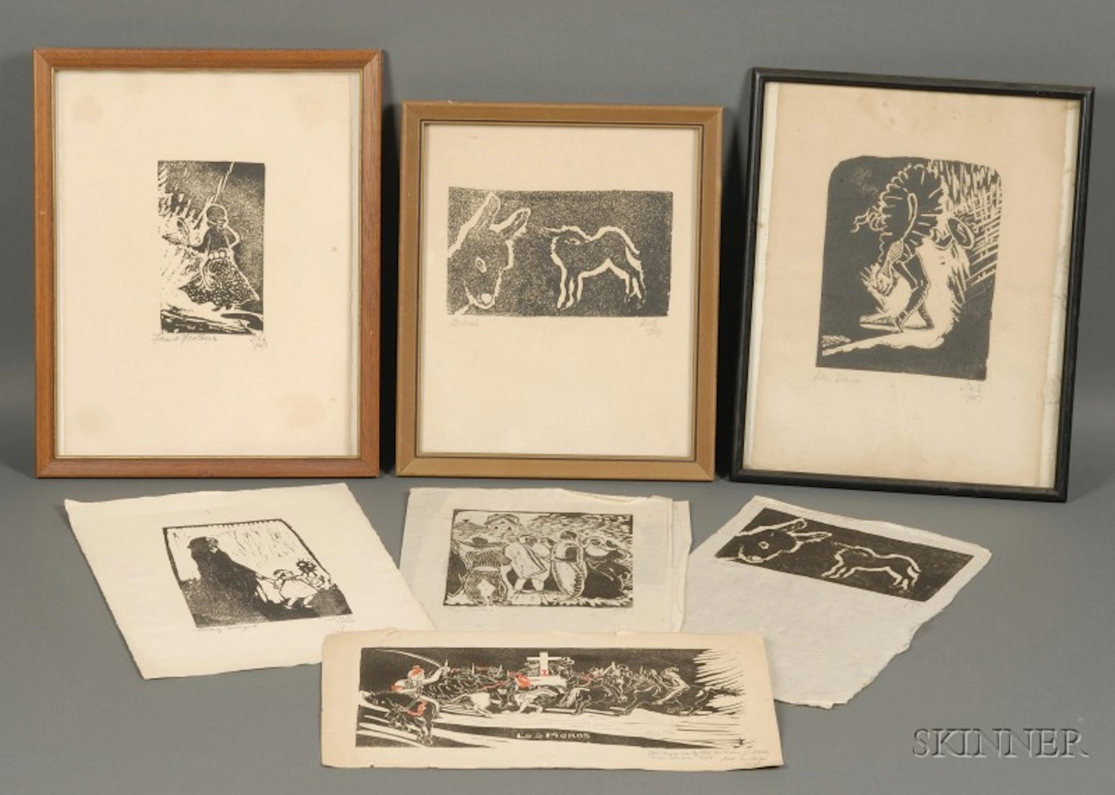 Seven Woodblock Prints on Paper