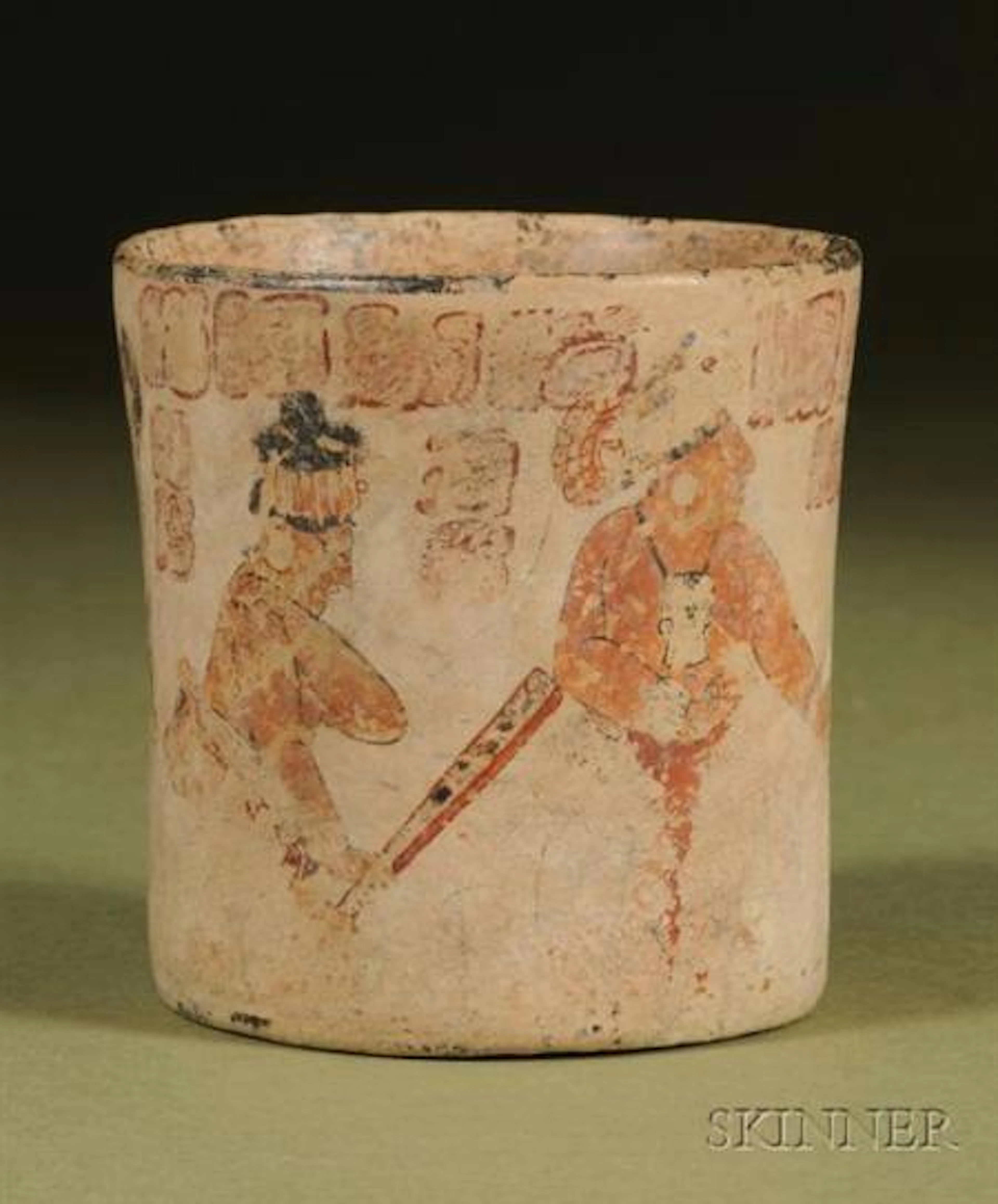 Pre-Columbian Polychrome Pottery Cylinder
