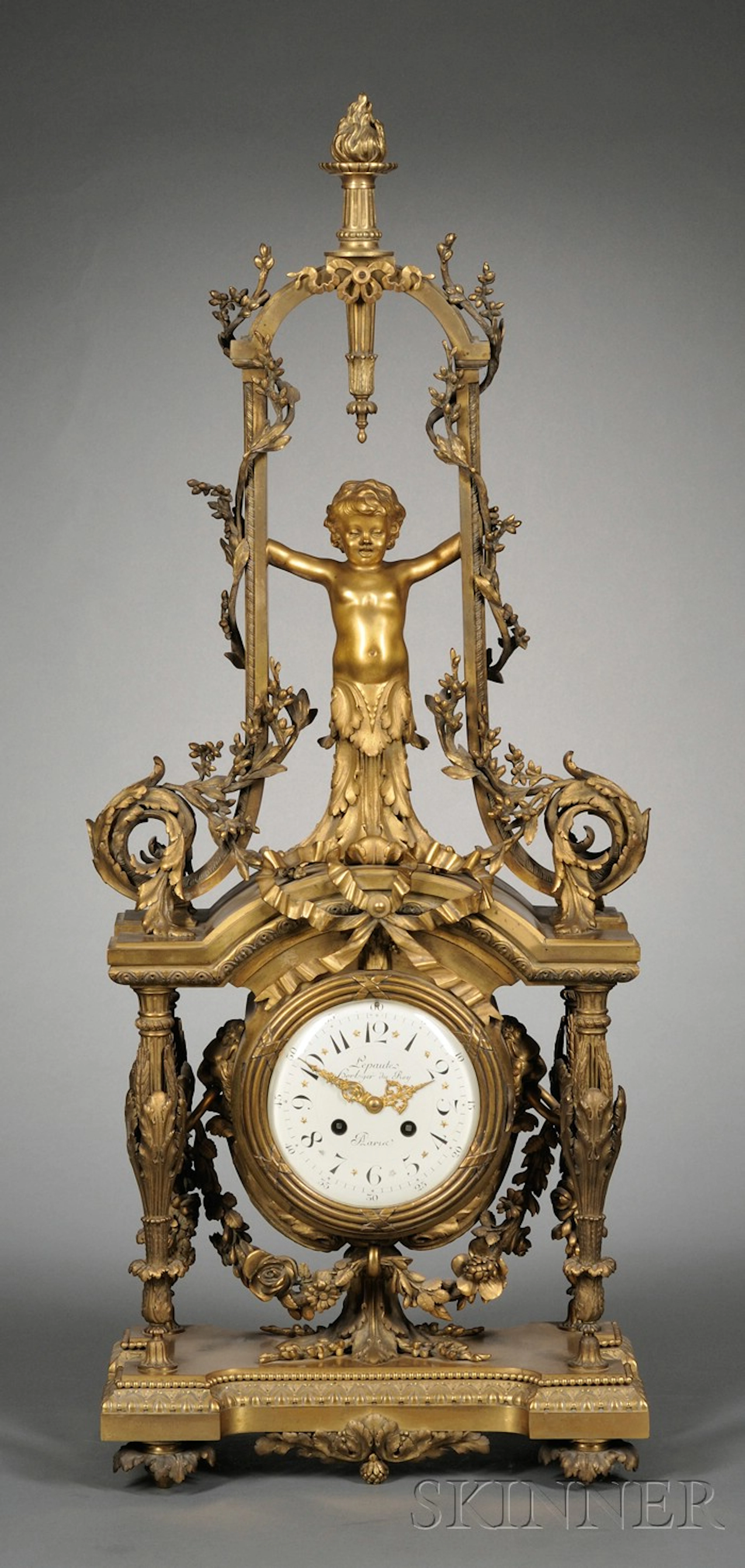 Baroque-style Bronze Mantel Clock
