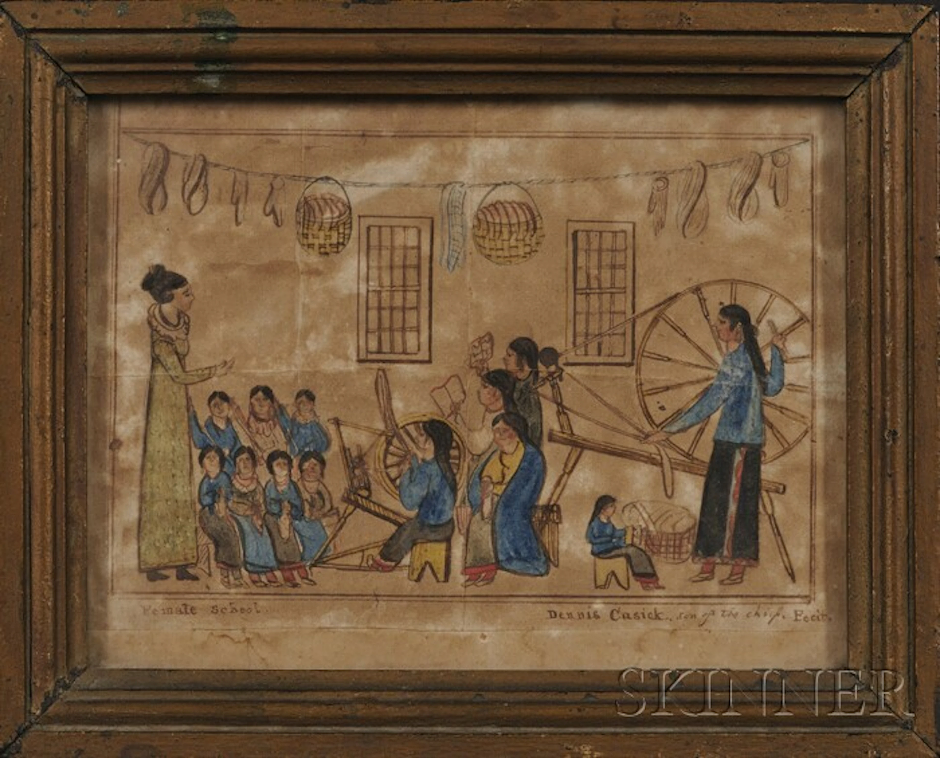 Framed Watercolor Painting by Dennis Cusick (1800-1824)