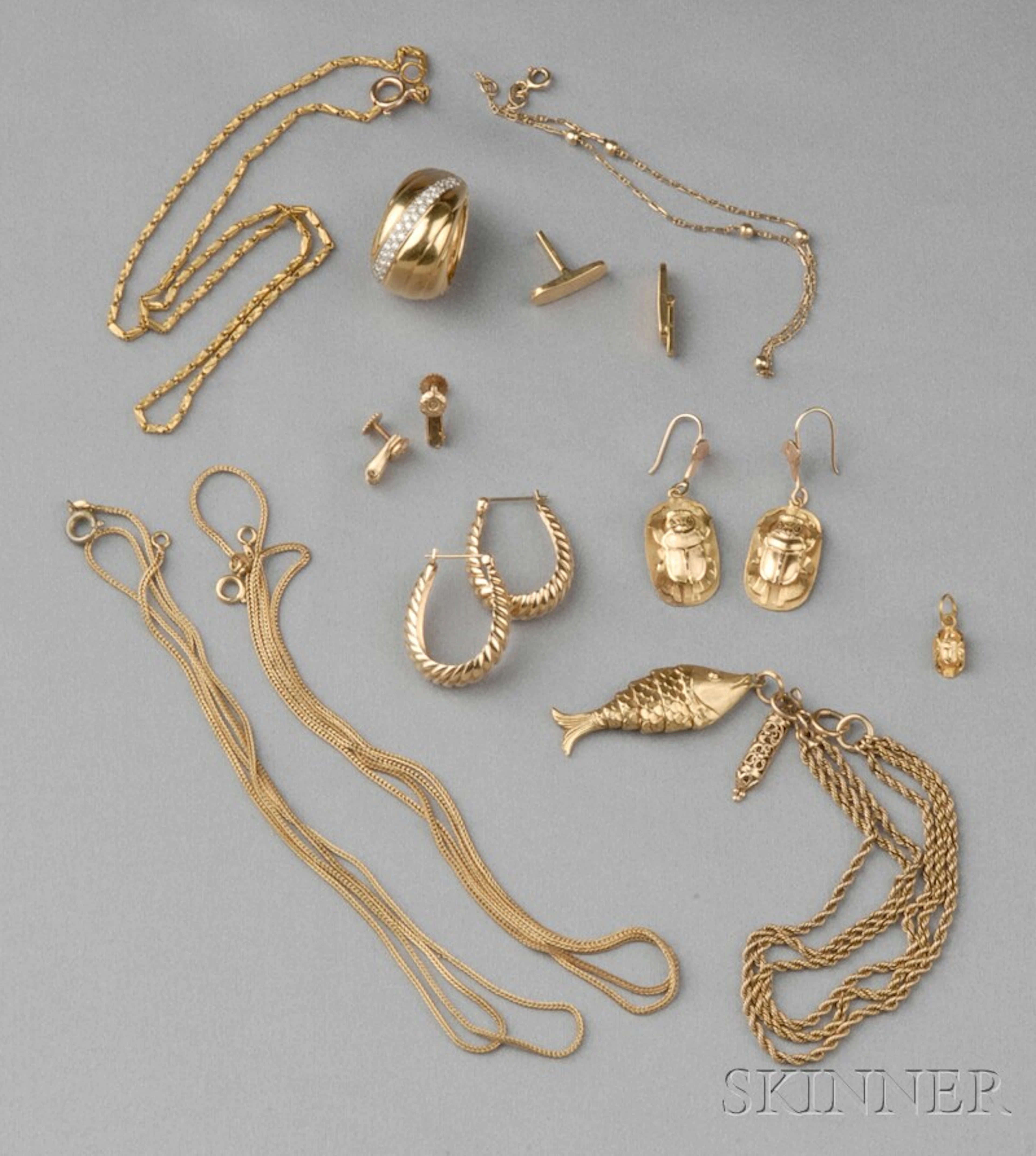 Group of Miscellaneous 18kt and 14kt Gold Jewelry and Findings