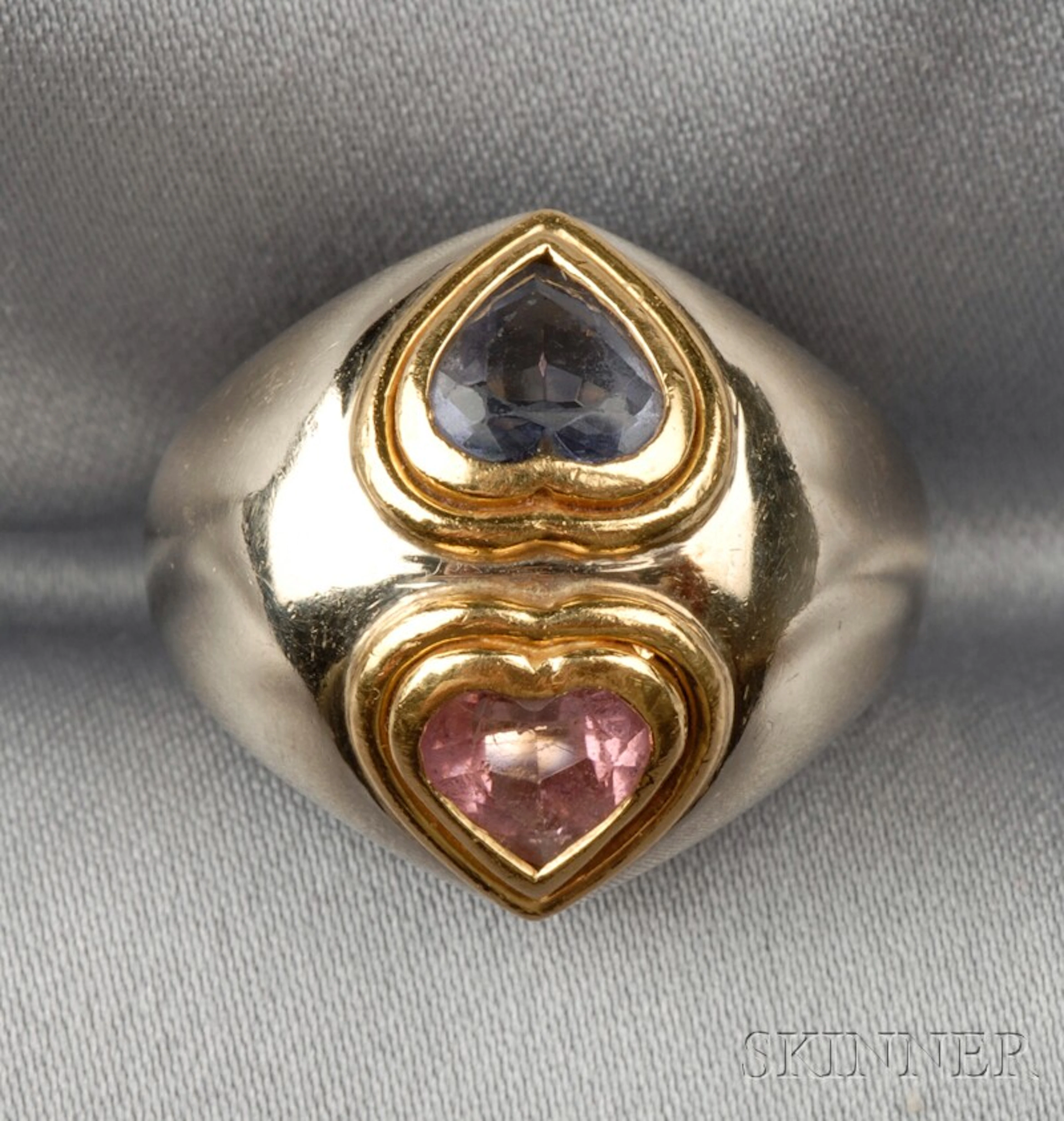 18kt Bicolor Gold, and Gem-set Ring