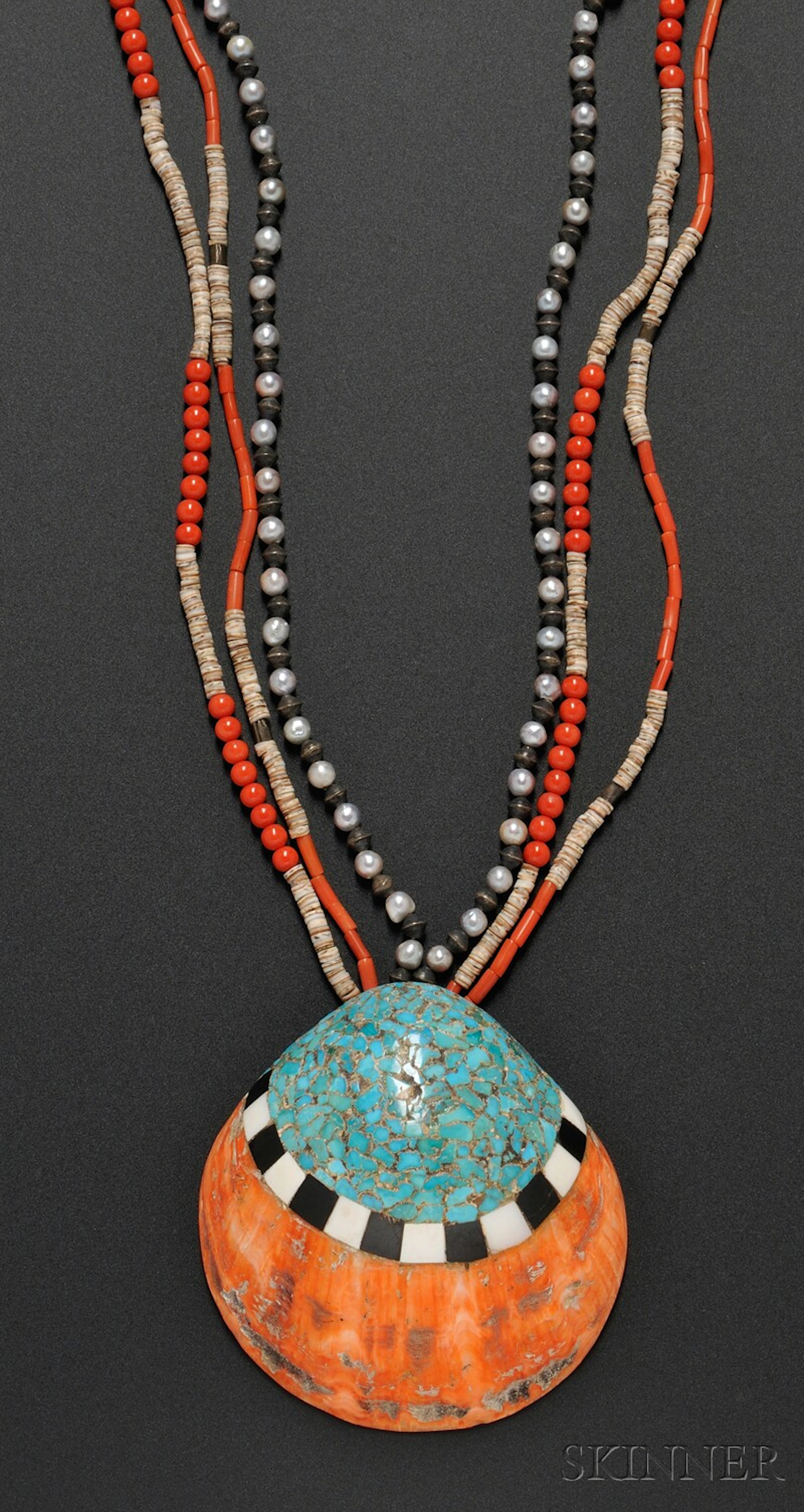 Southwest Spondylus Shell Inlaid Necklace,