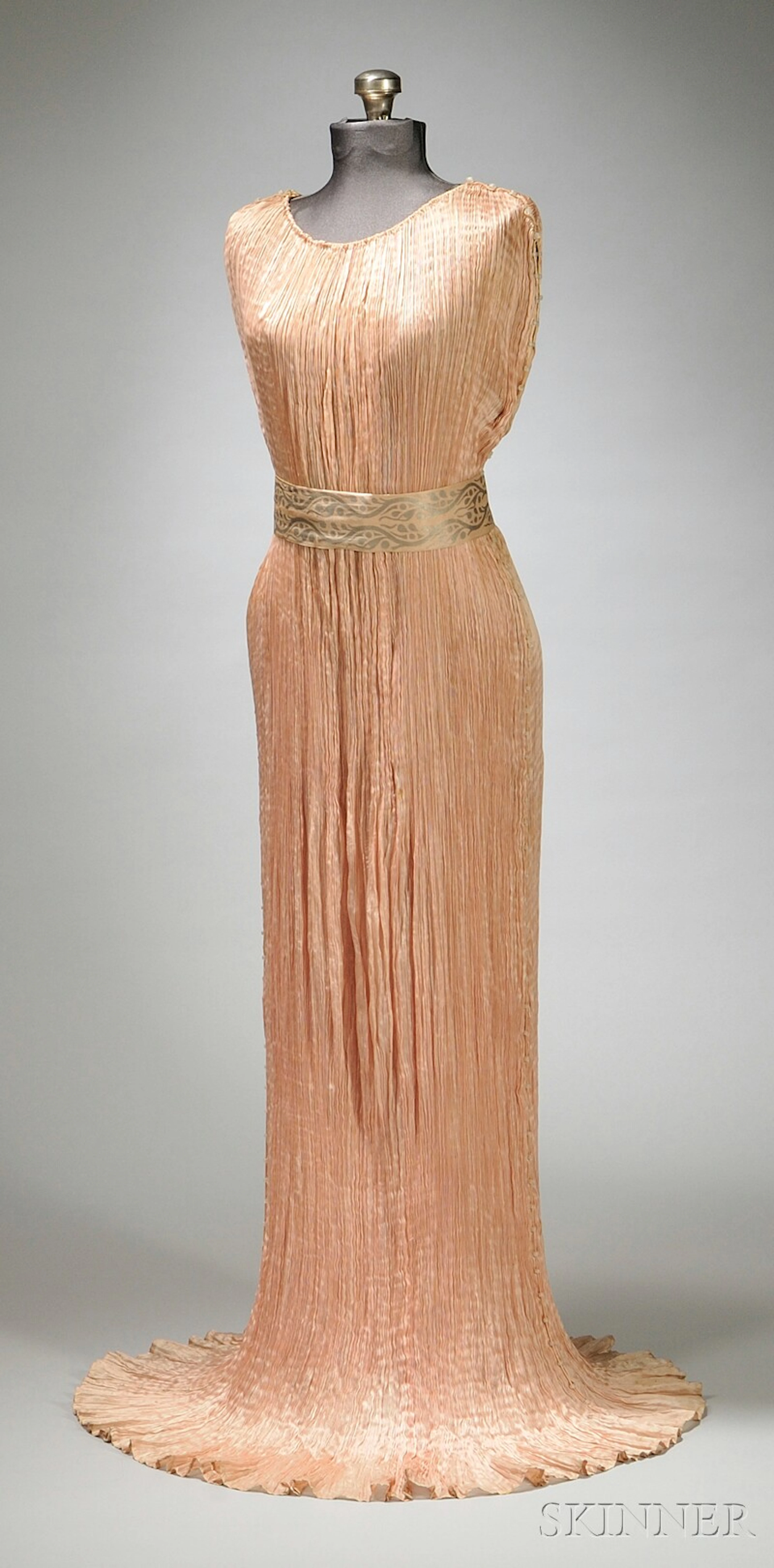Mariano Fortuny Silk Pleated "Delphos" Gown with Venetian Glass Beadwork