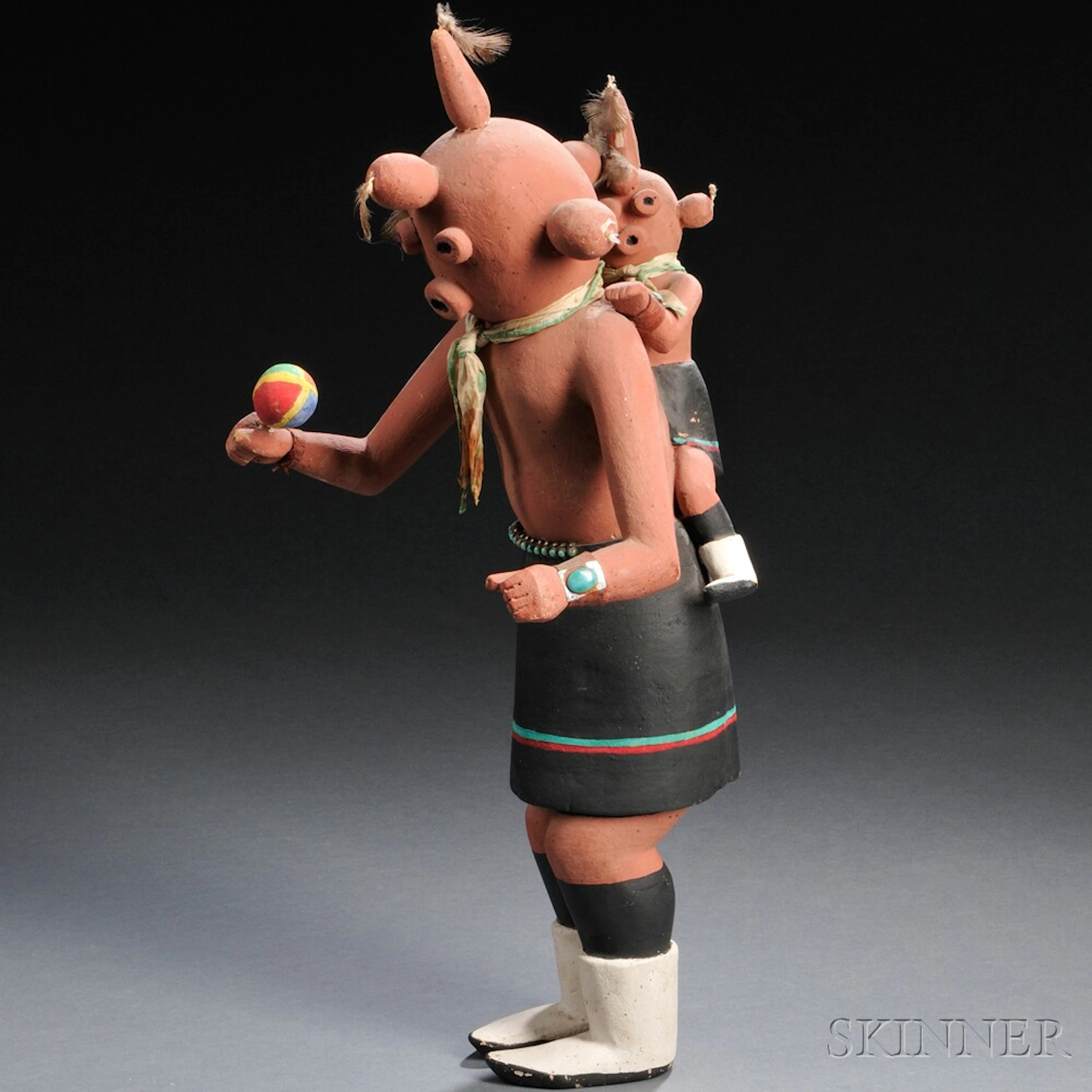 Southwest Polychrome Carved Wood Mudhead Kachina