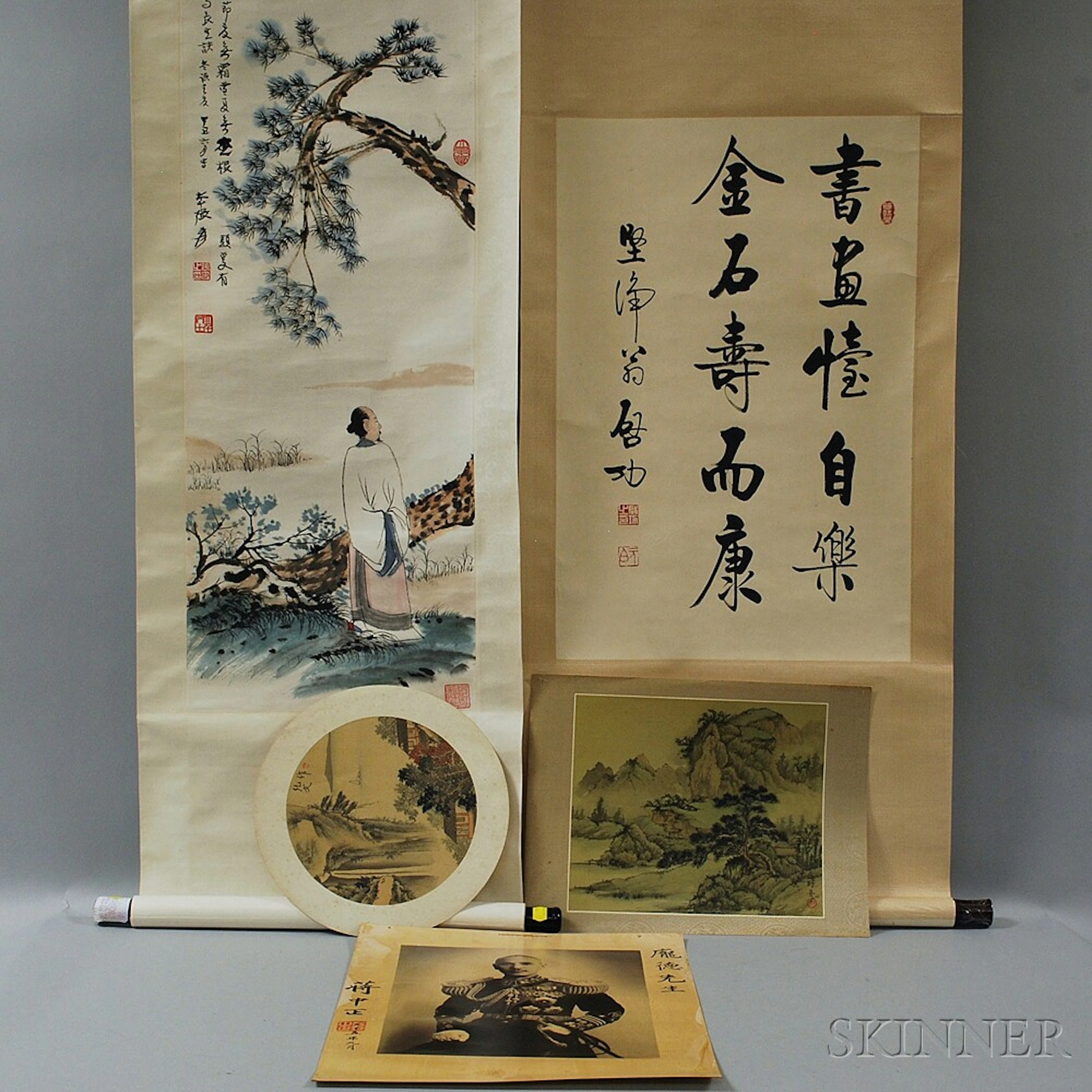 Group of Chinese Hanging Scrolls, Paintings, and Prints