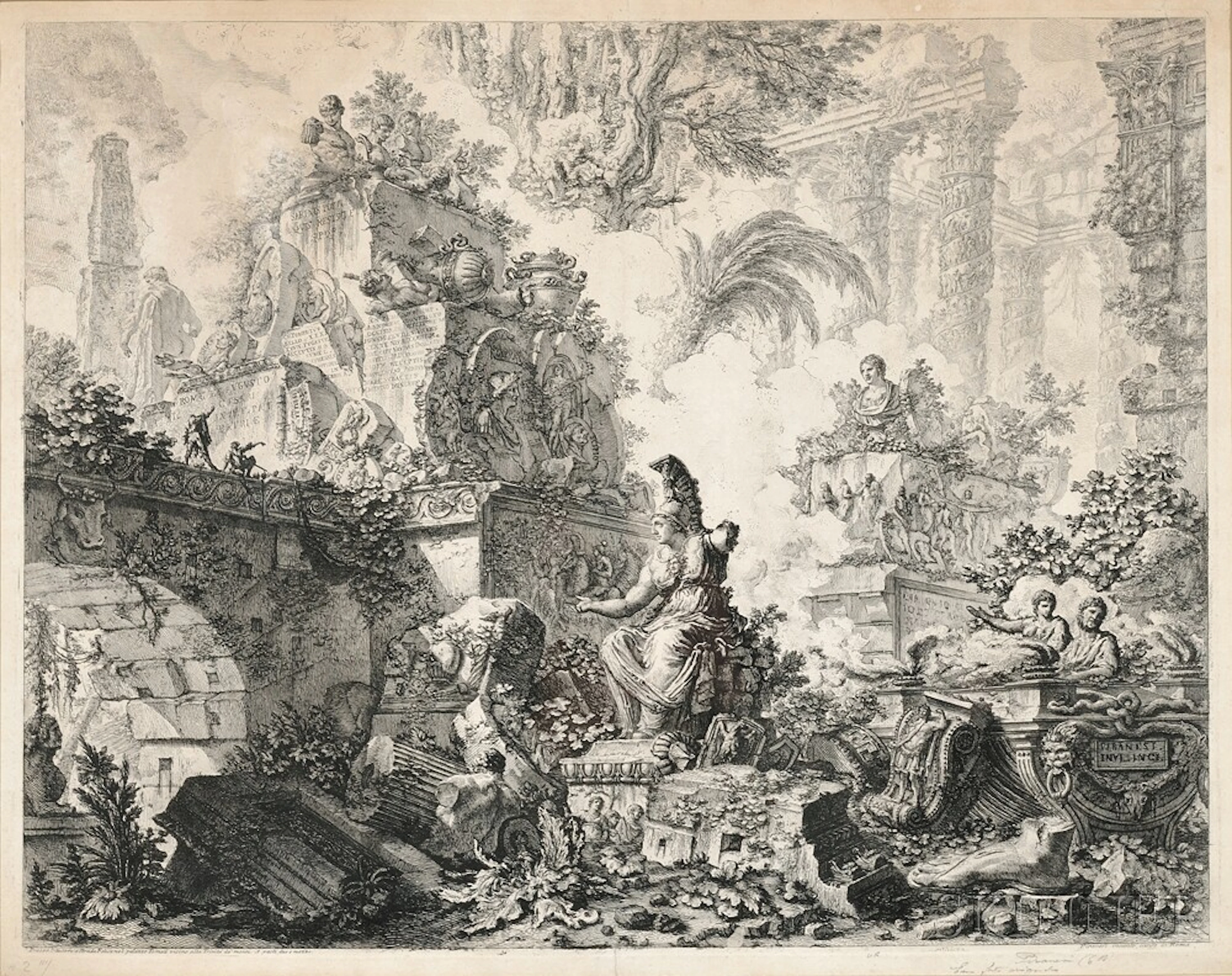Fantasy of Ruins with a Statue of Minerva