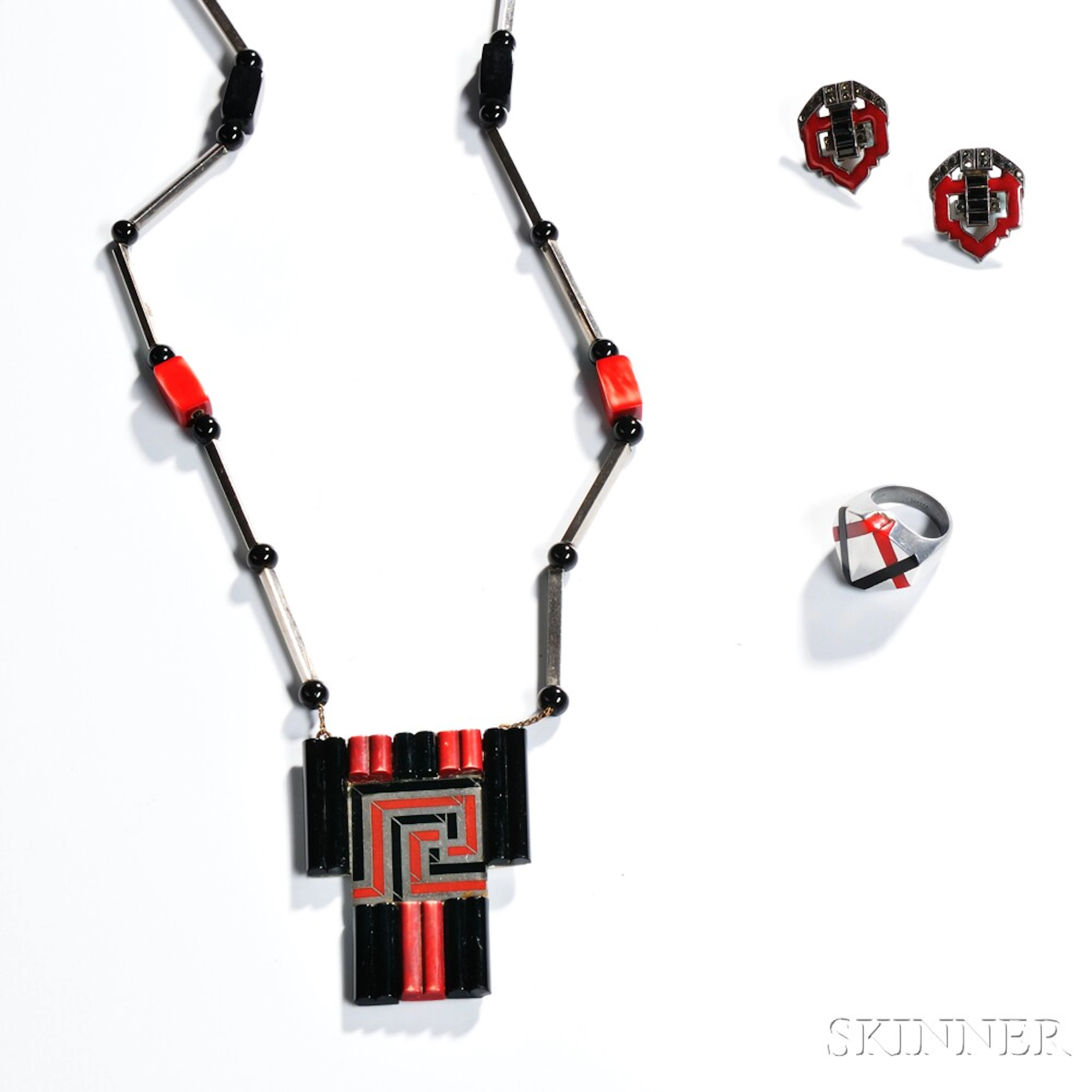 Costume Jewelry Earclip, Ring and Necklace