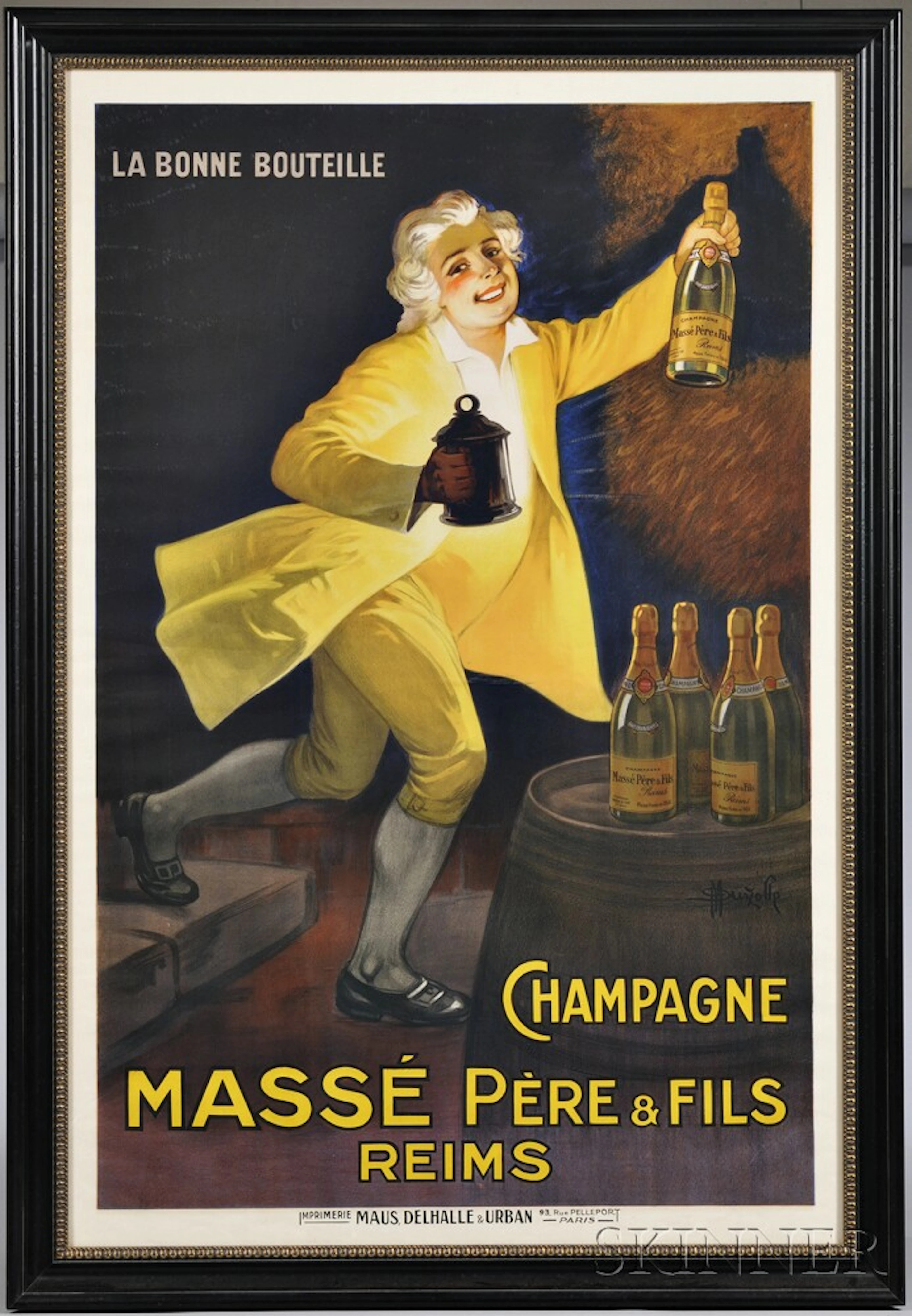 Masse Pere & Fils Champagne Advertising Poster, designed by M. Auzolle