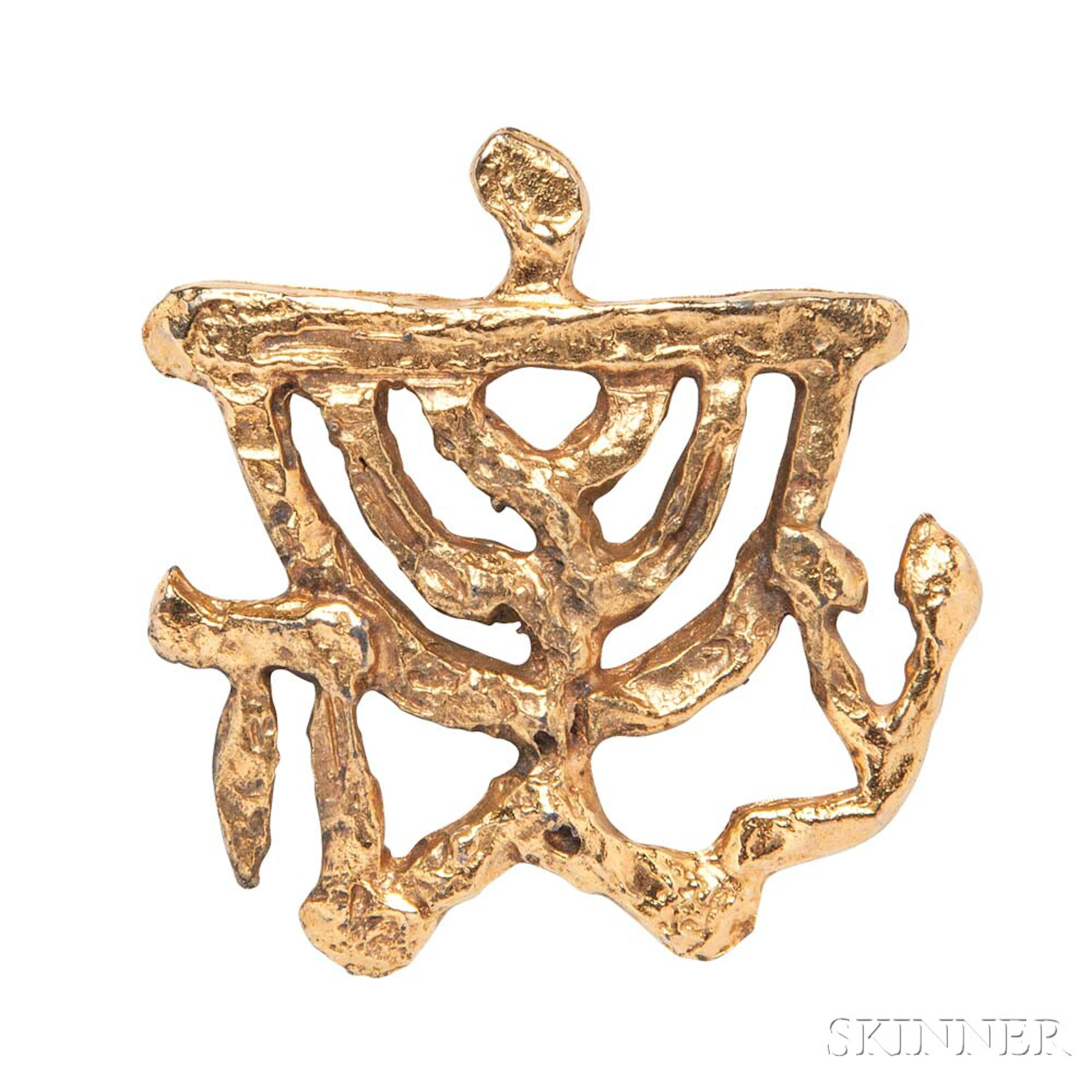 Metal Menorah Brooch, Jacques Lipchitz