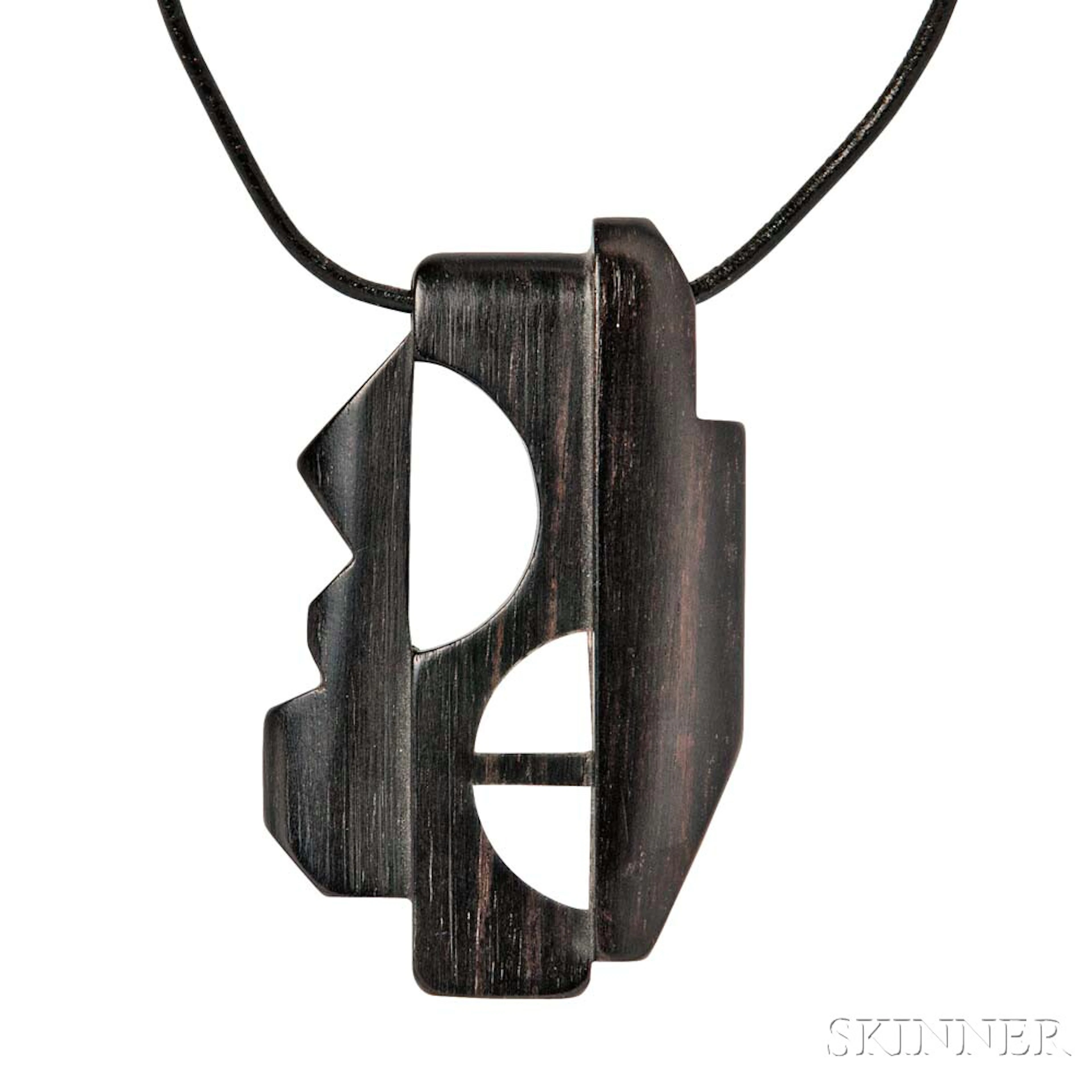 Wood and Mother-of-pearl Pendant, Attributed to Alexandre Noll