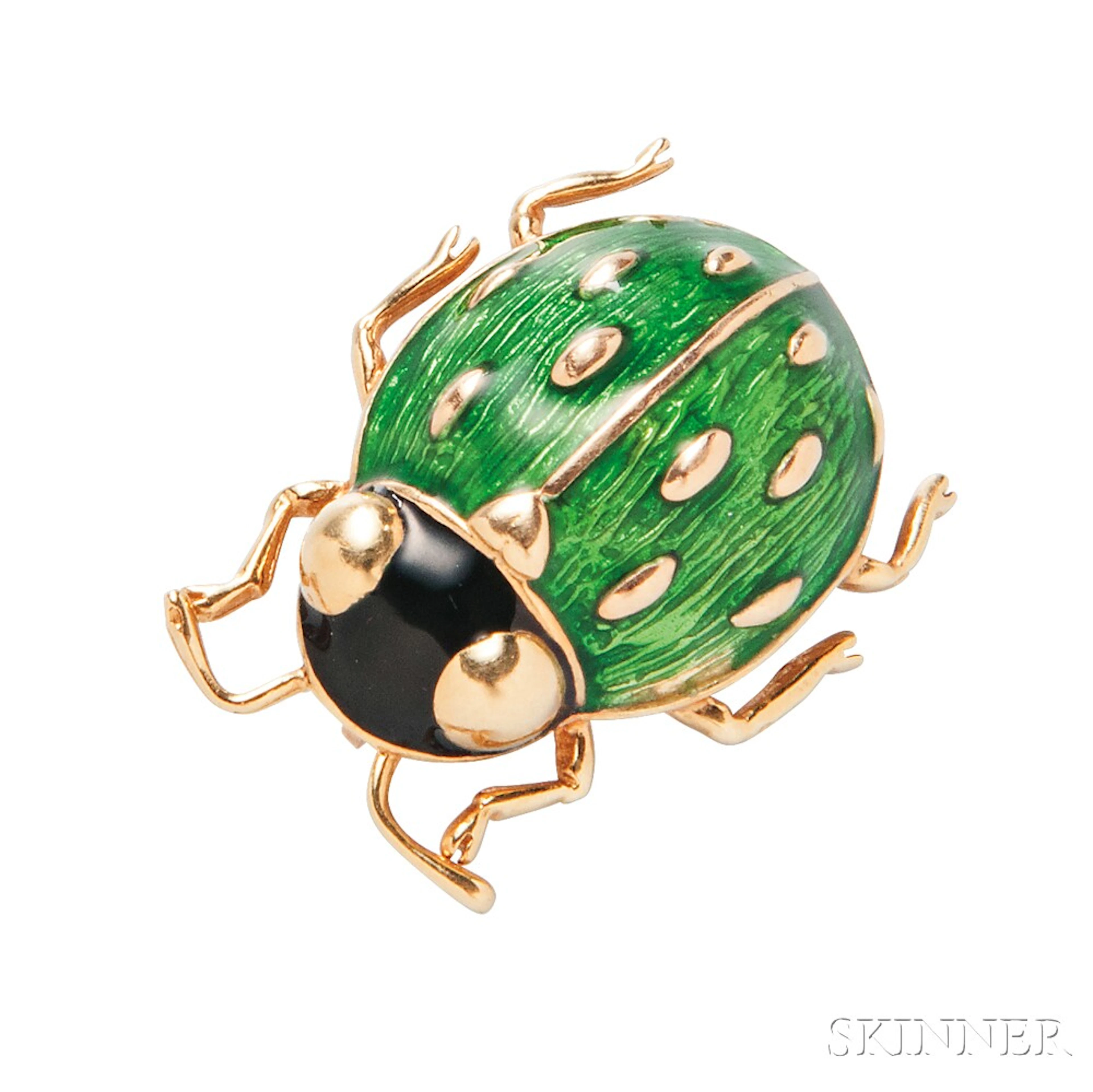 18kt Gold and Enamel Pin, Cartier