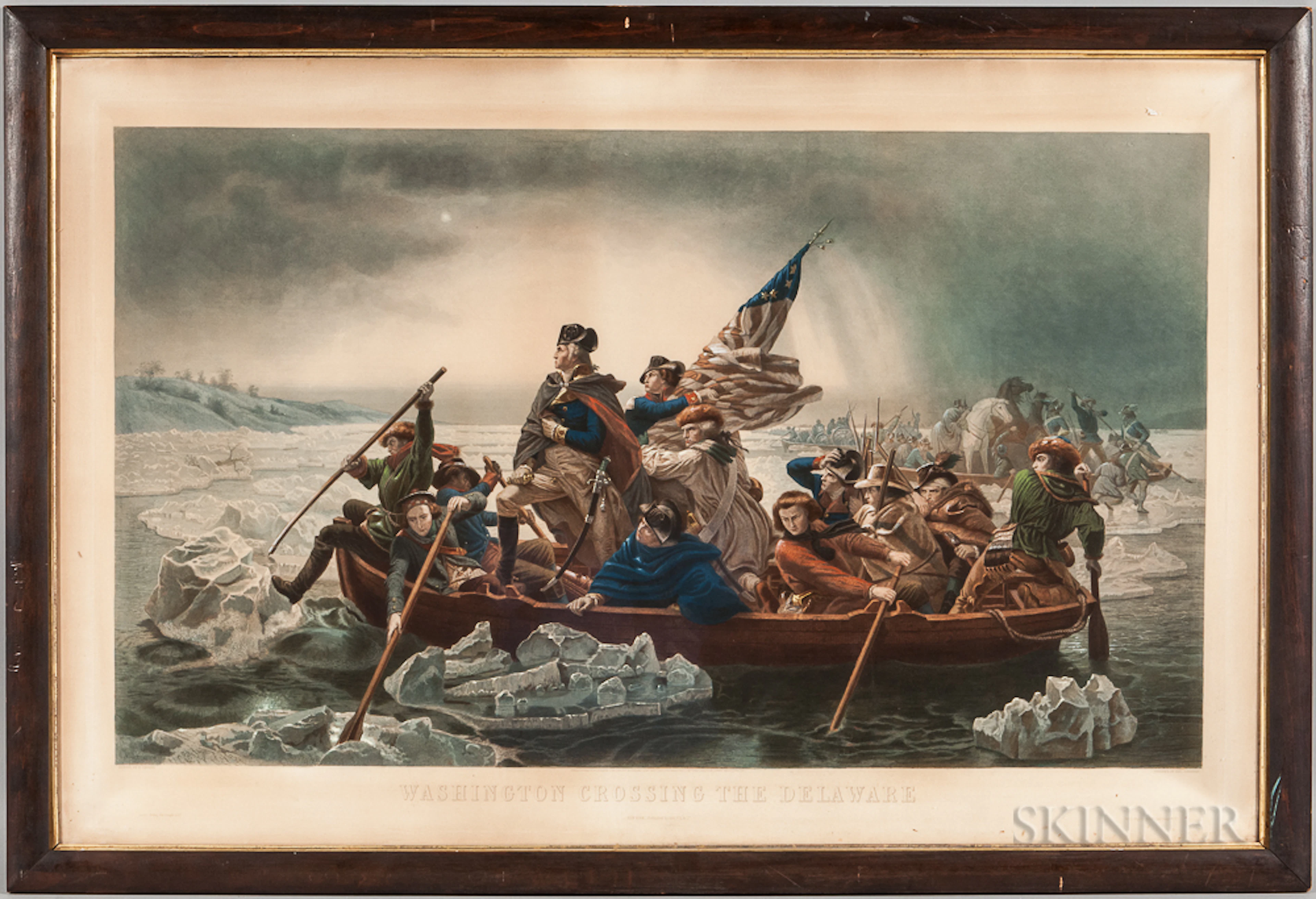 Lithograph "Washington Crossing the Delaware,"