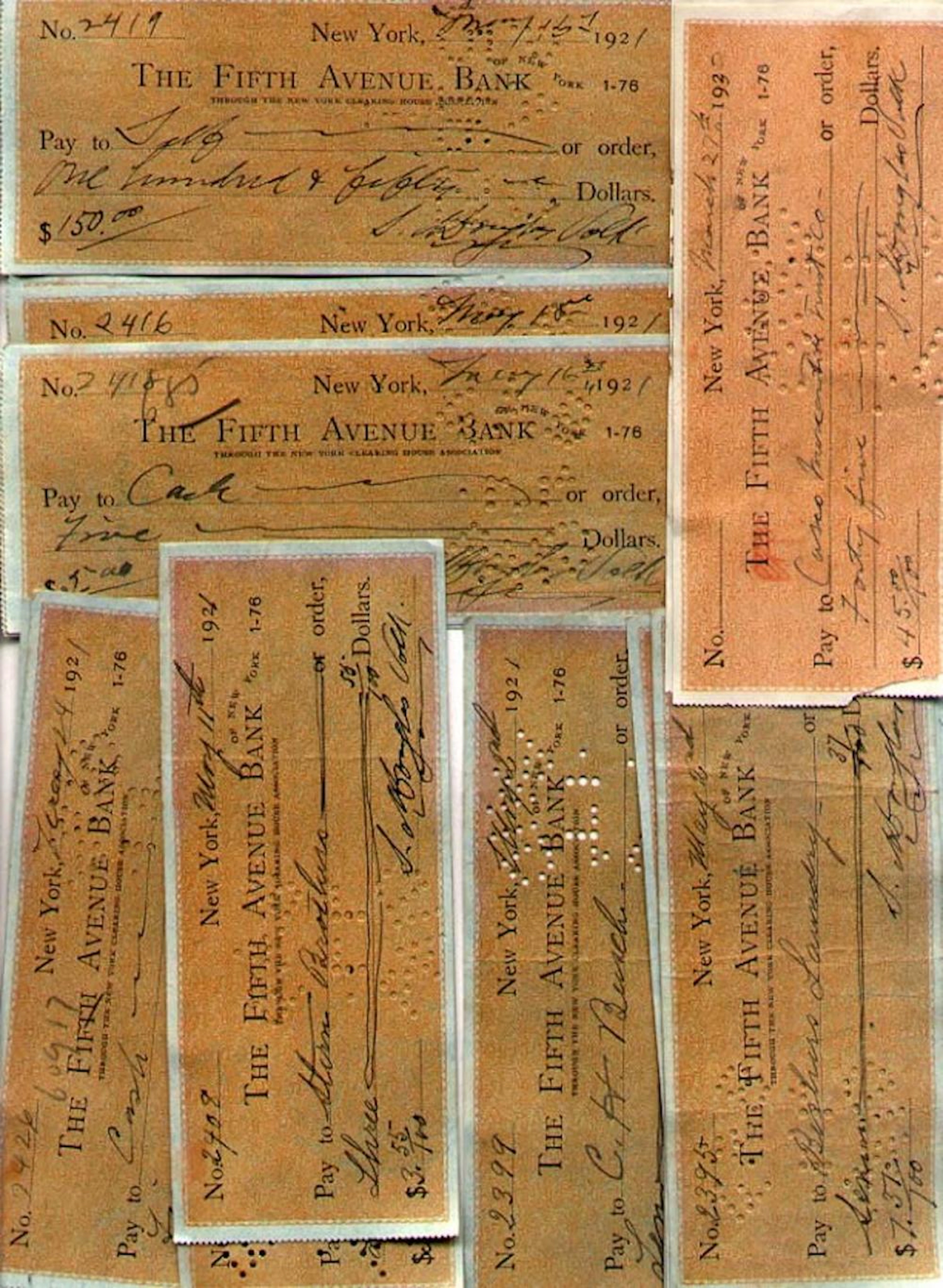 Artist Douglas Volk - 25 signed checks