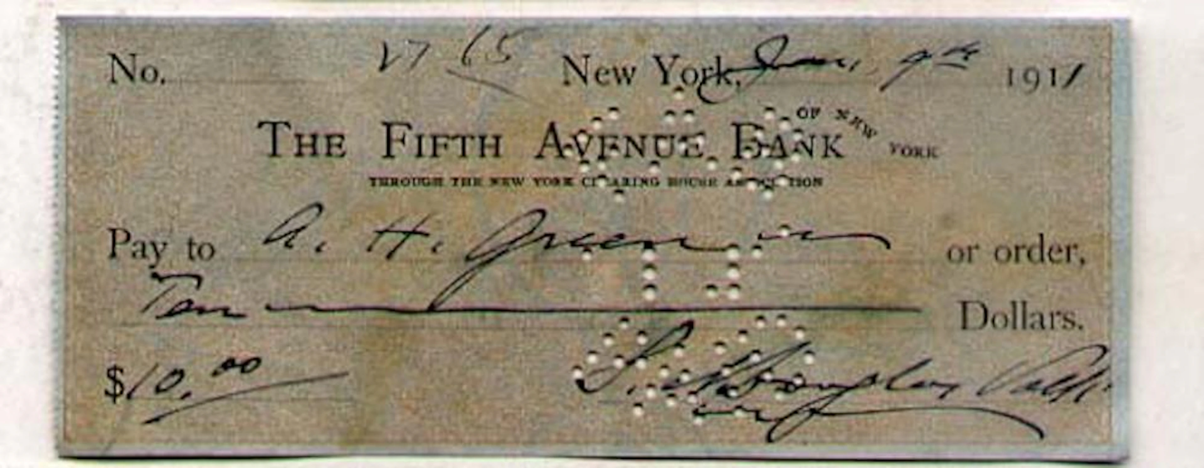 Artist Douglas Volk - bank check