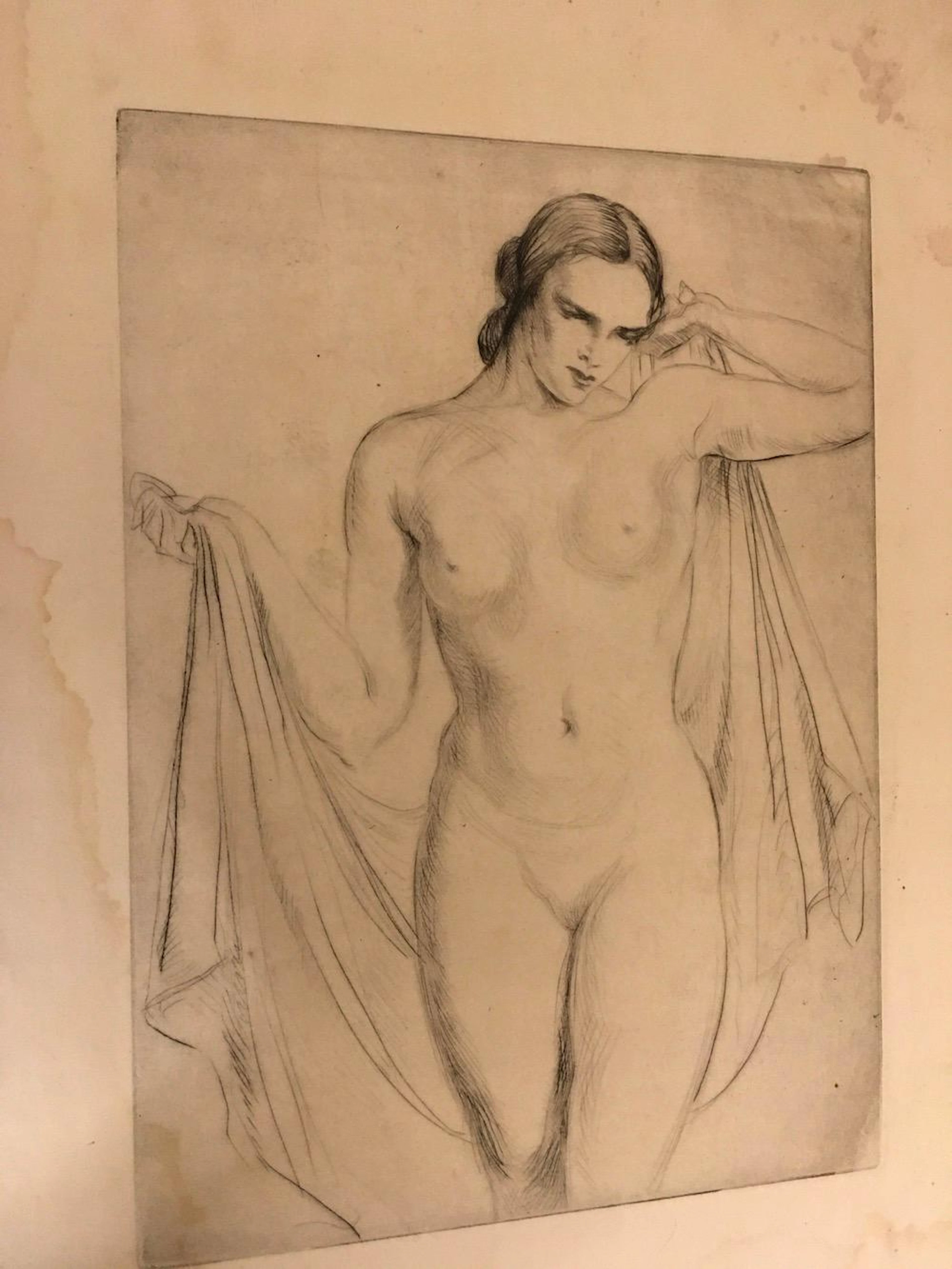 Albert Sterner (1863-1946) unsigned etching from his estate