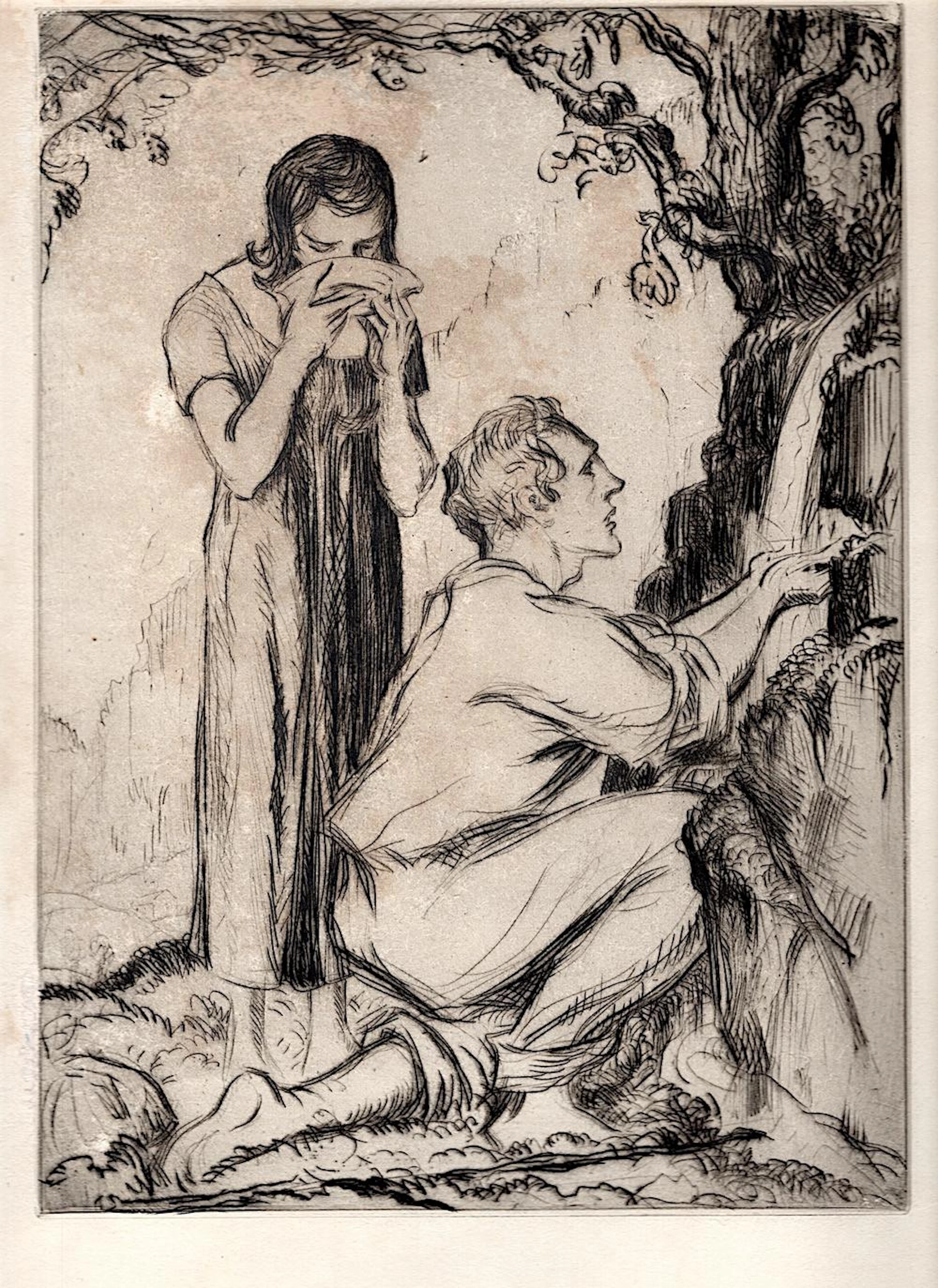 Albert Sterner (1863-1946) unsigned etching from his estate