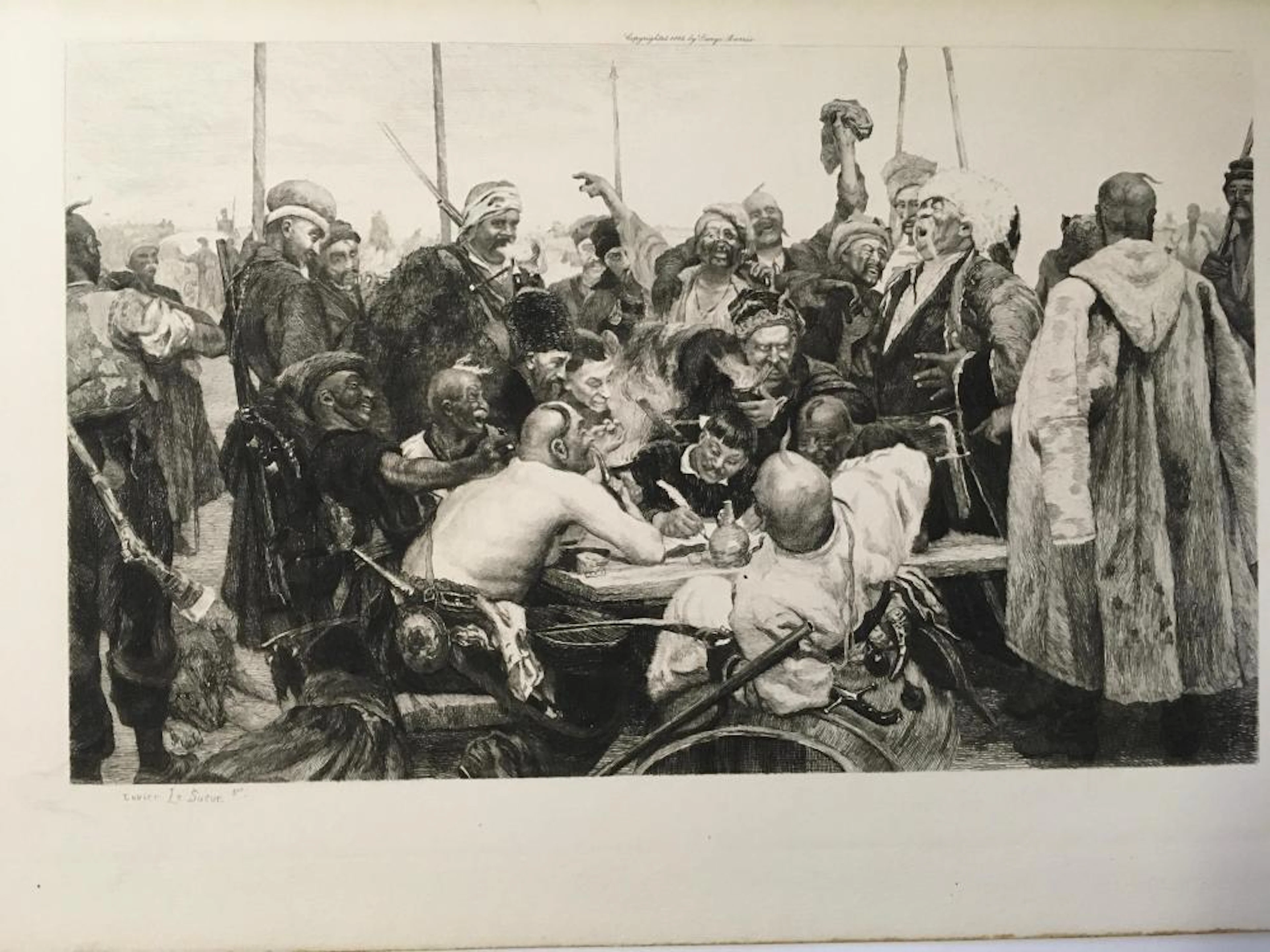 THE COSSACKS ANSWER TO THE SULTAN. Original vintage 1893 etching