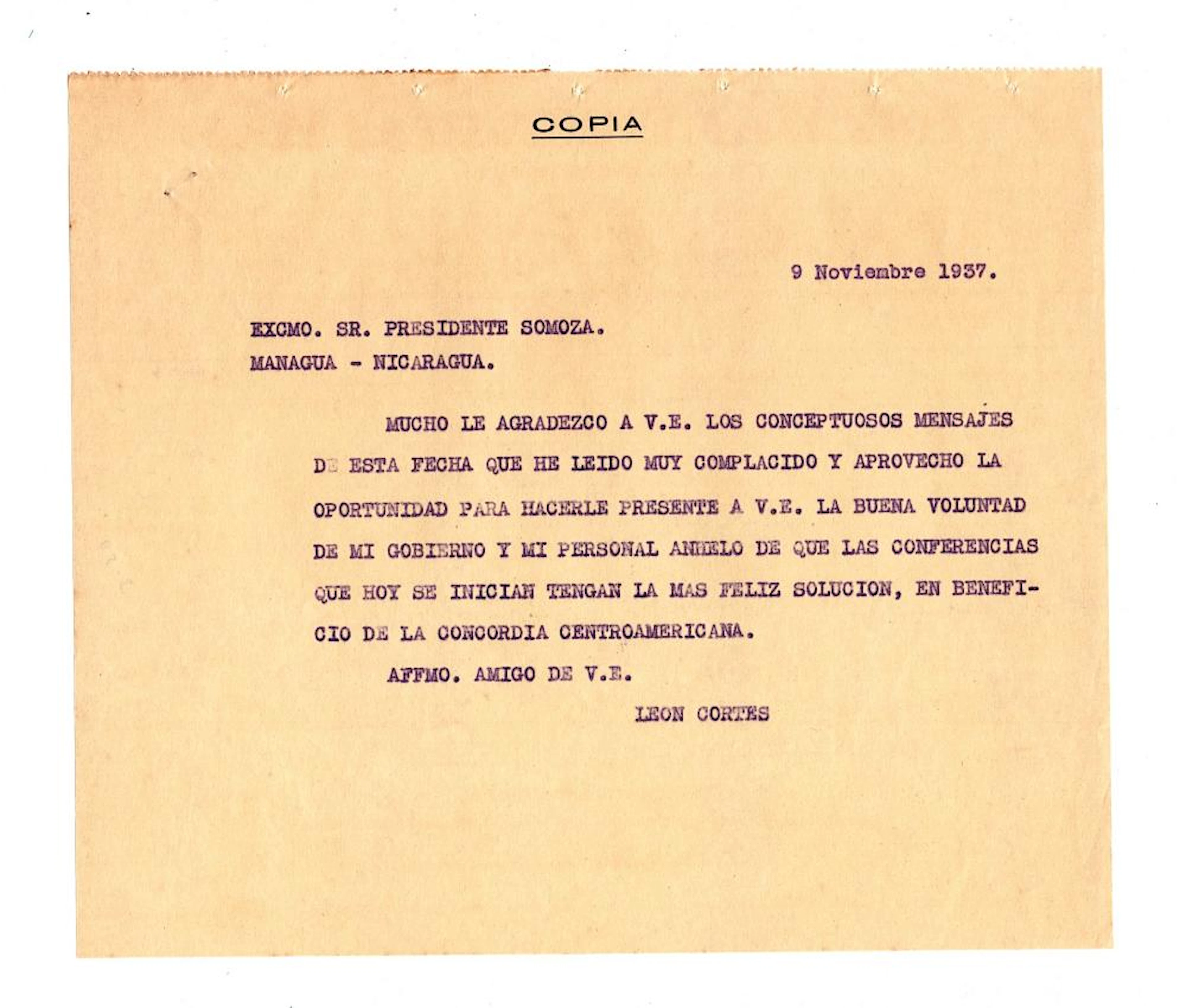 Leon Cortes (Castro) (1882-946) President of Costa Rica from 1936 to 1940