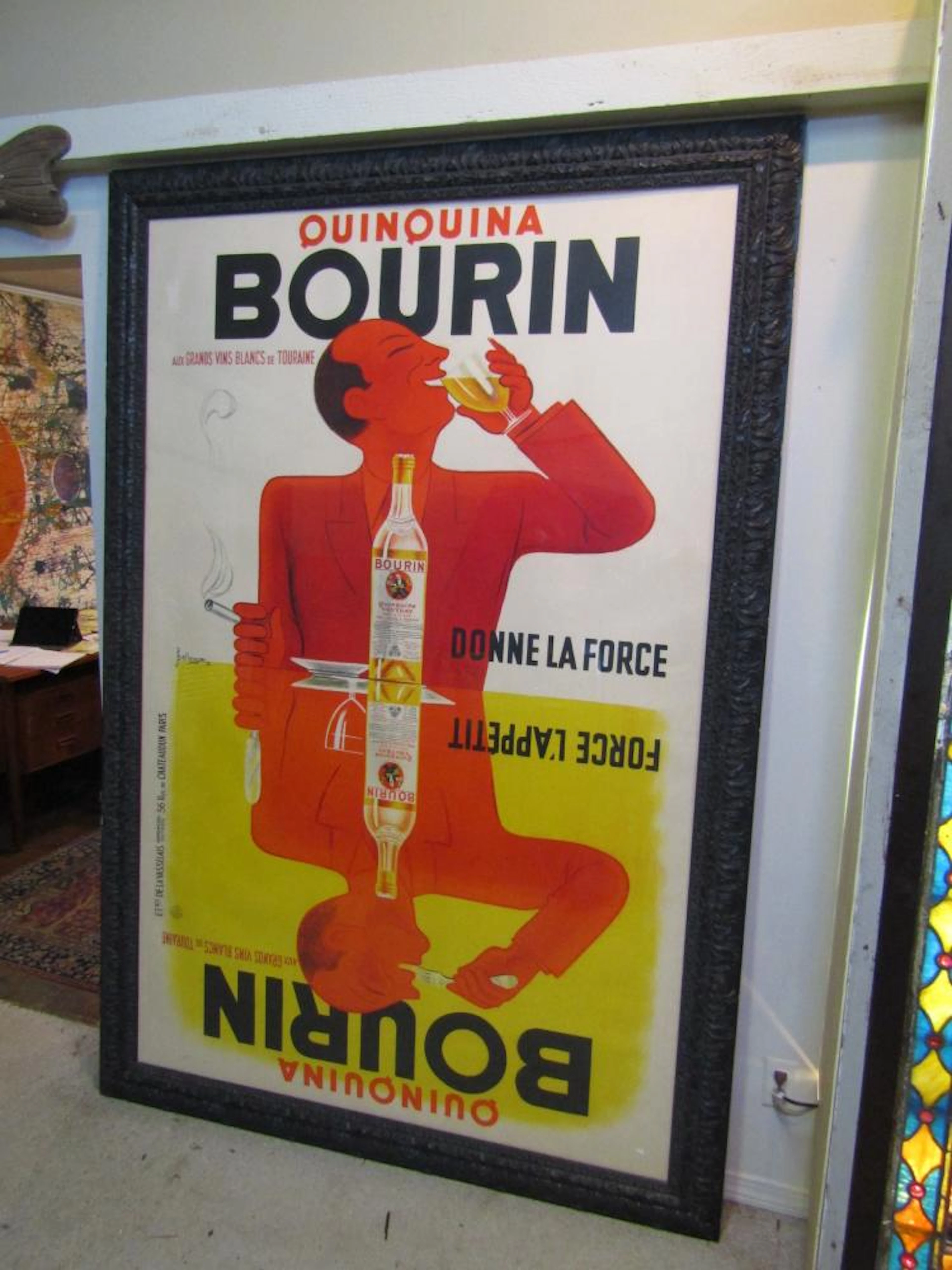 HUGE OLD FRENCH BELLINGER POSTER QUINQUINA