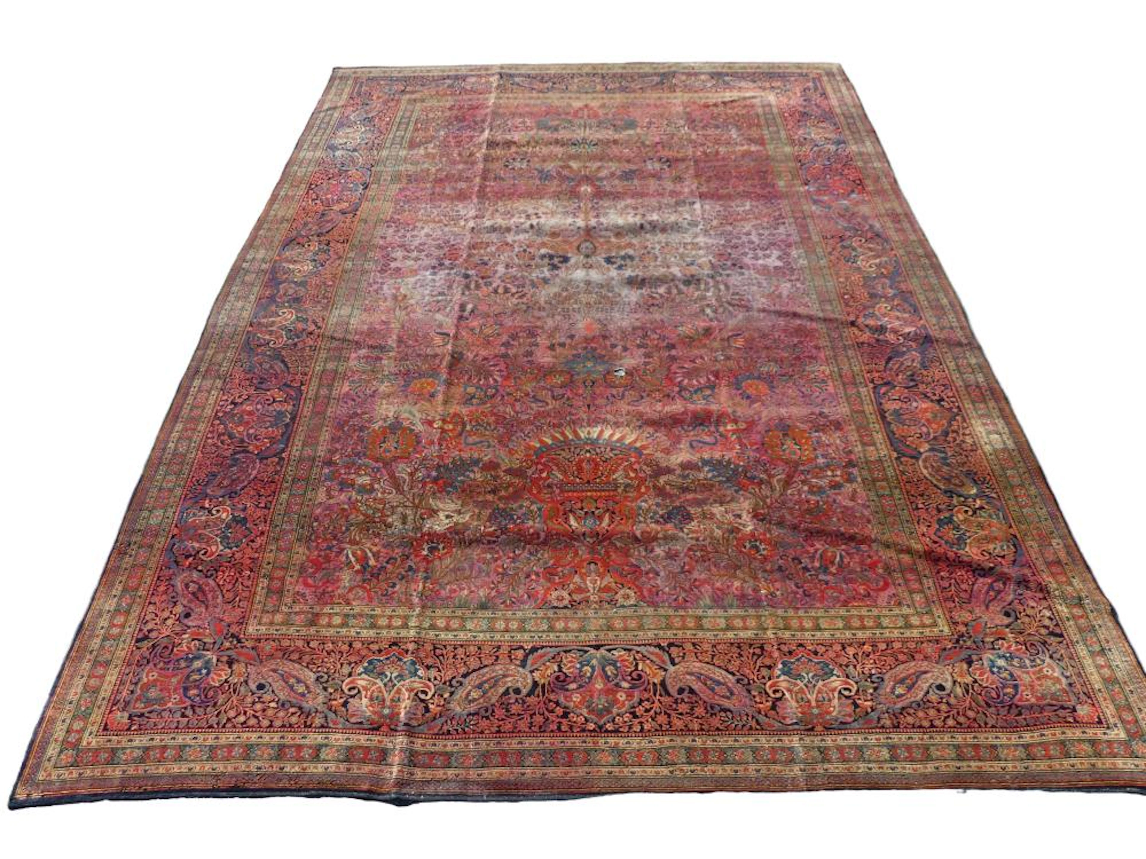 ANTIQUE SAROUK - MOHTASHAM KASHAN CARPET 10 X 14
