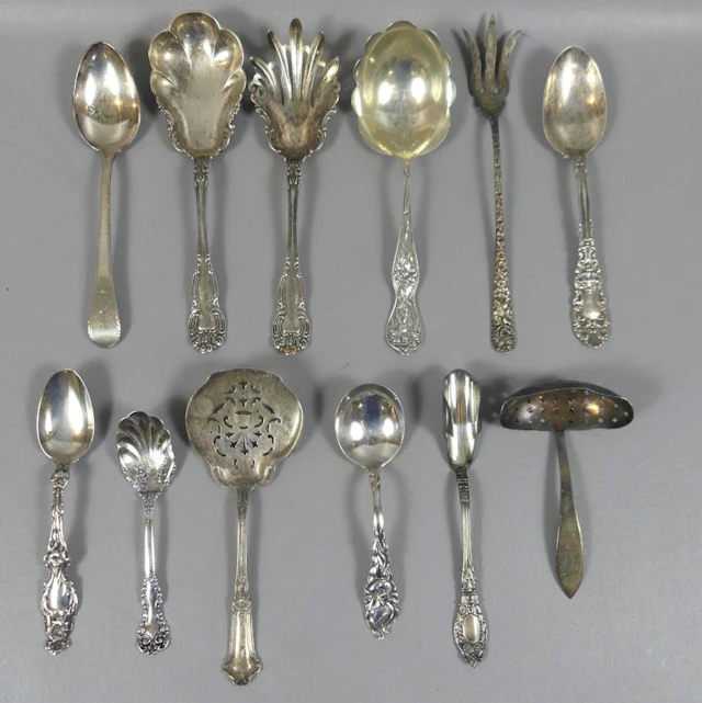 12 FANCY STERLING SERVING PIECES