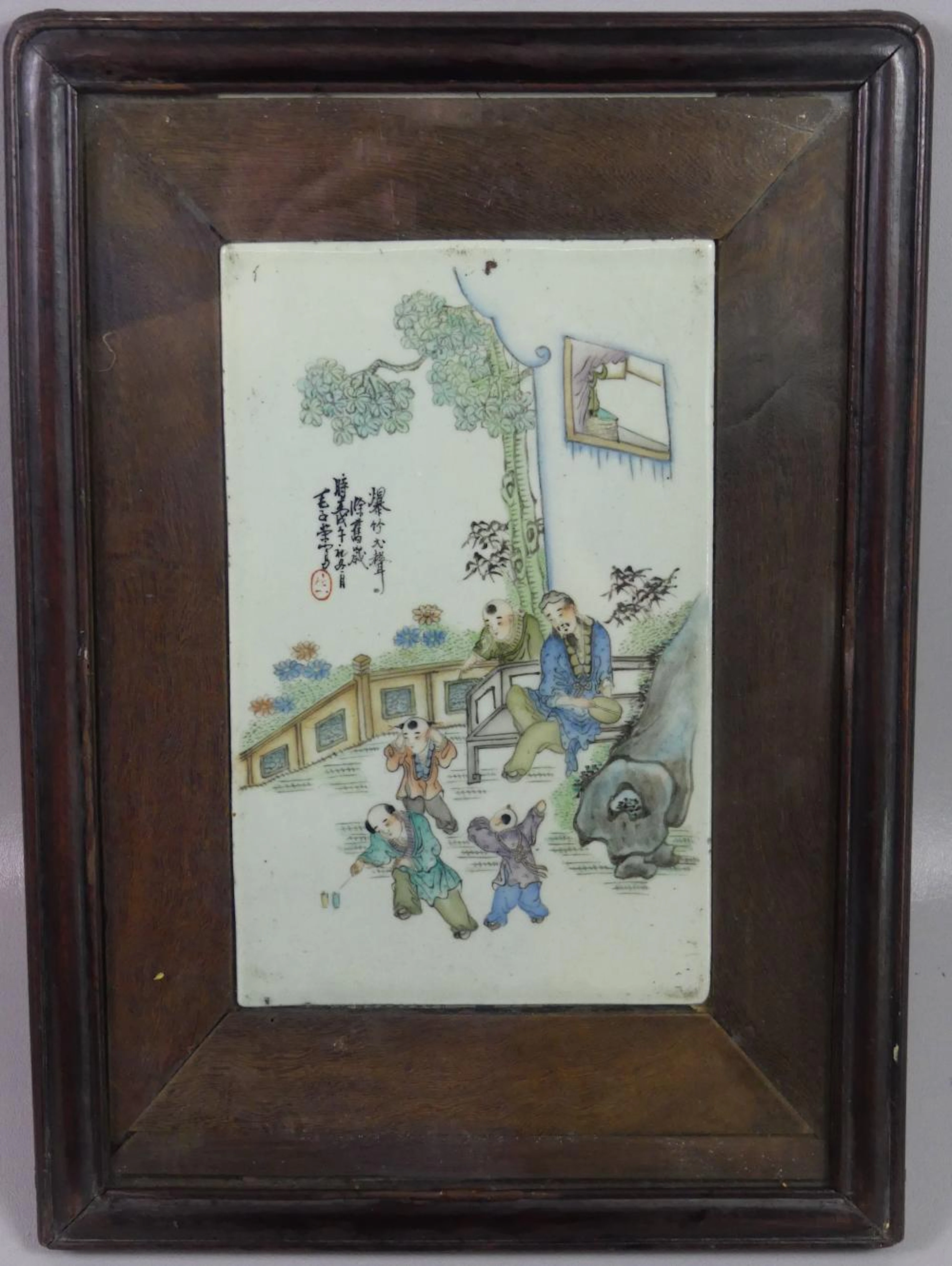 CHINESE PORCELAIN WALL PLAQUE - SIGNED