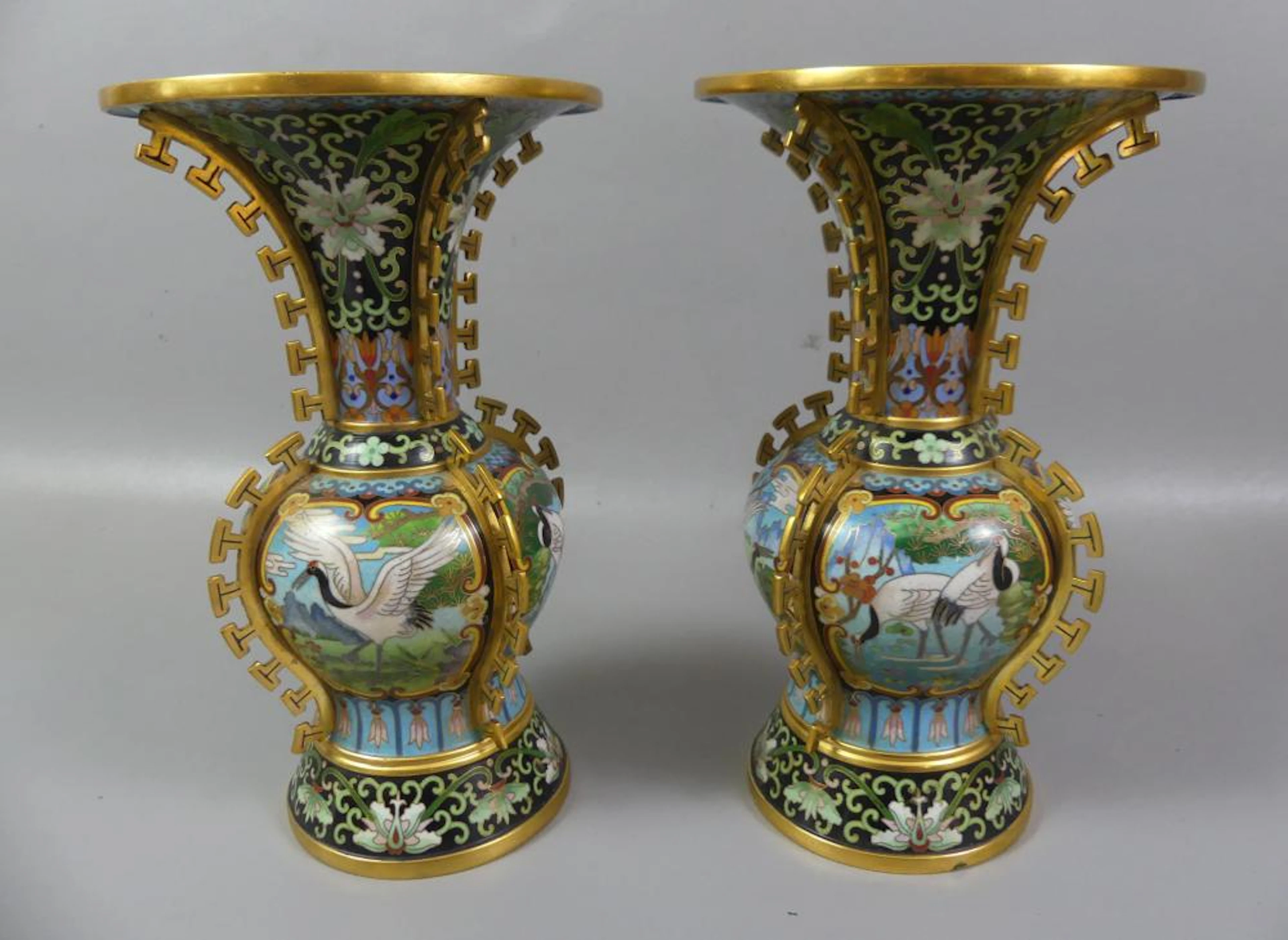 PAIR CHINESE CLOISONNE VASES