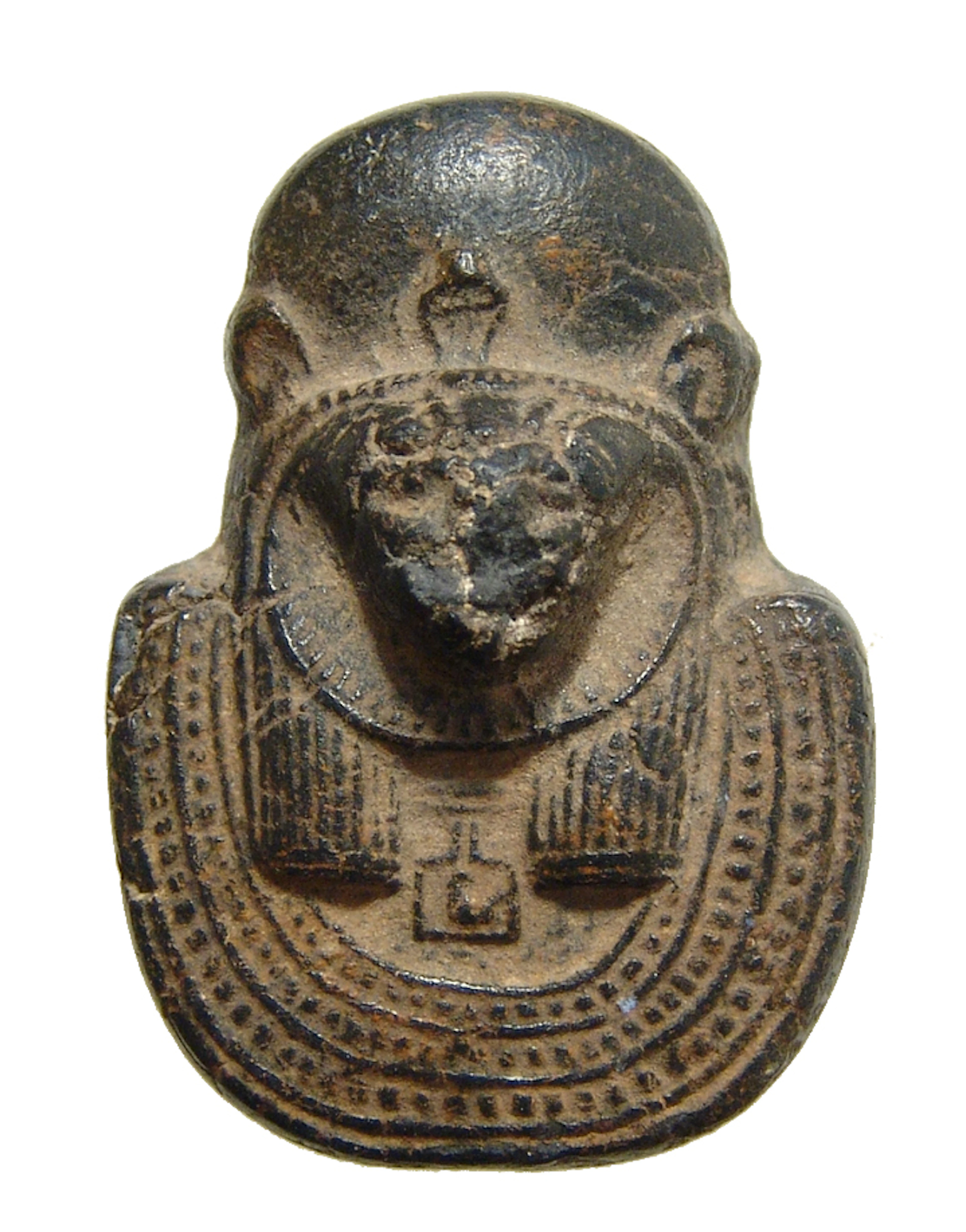 An Egyptian black steatite aegis of Sekhmet, Late Period