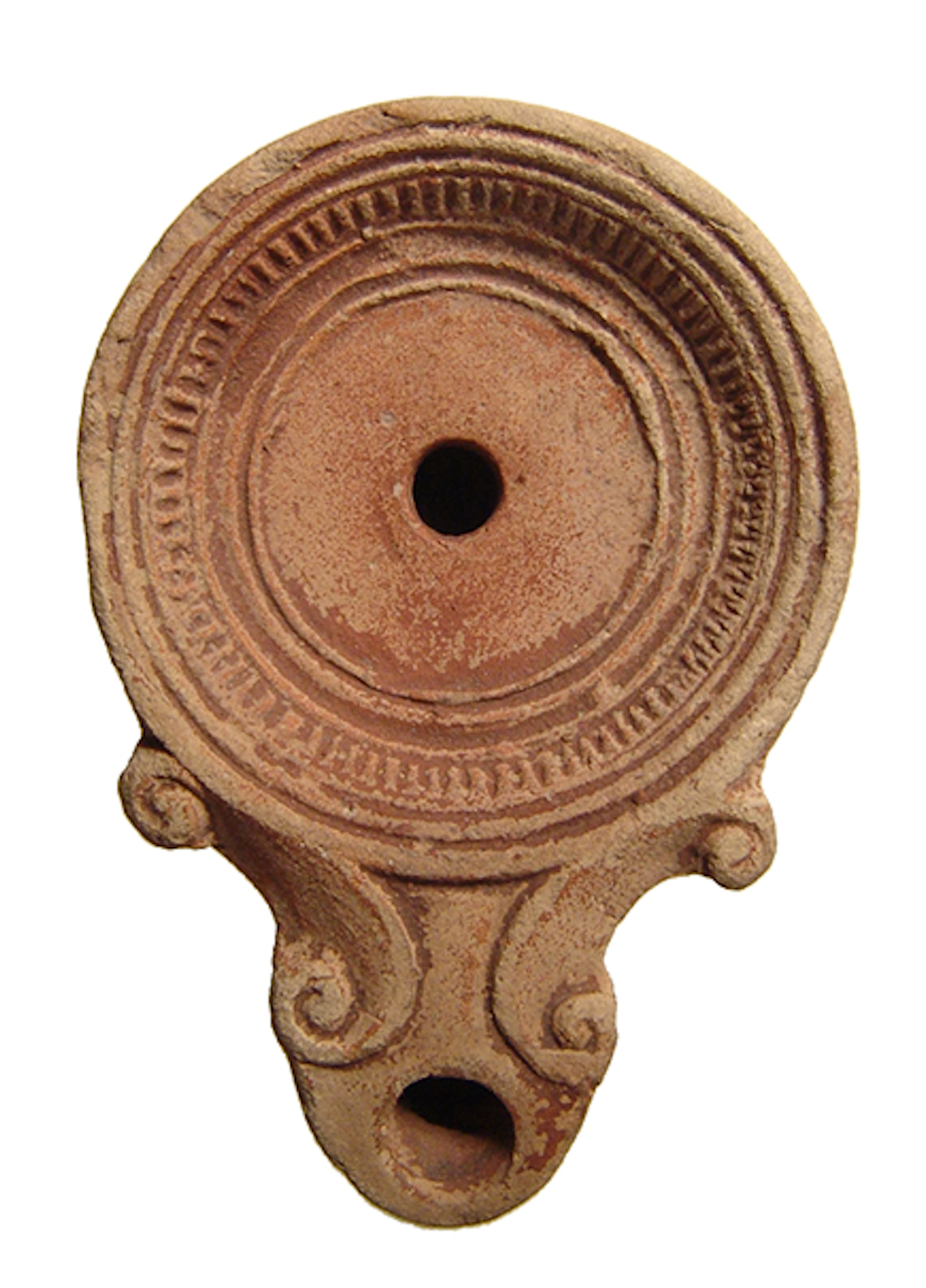 A neat Roman miniature ceramic discus lamp
