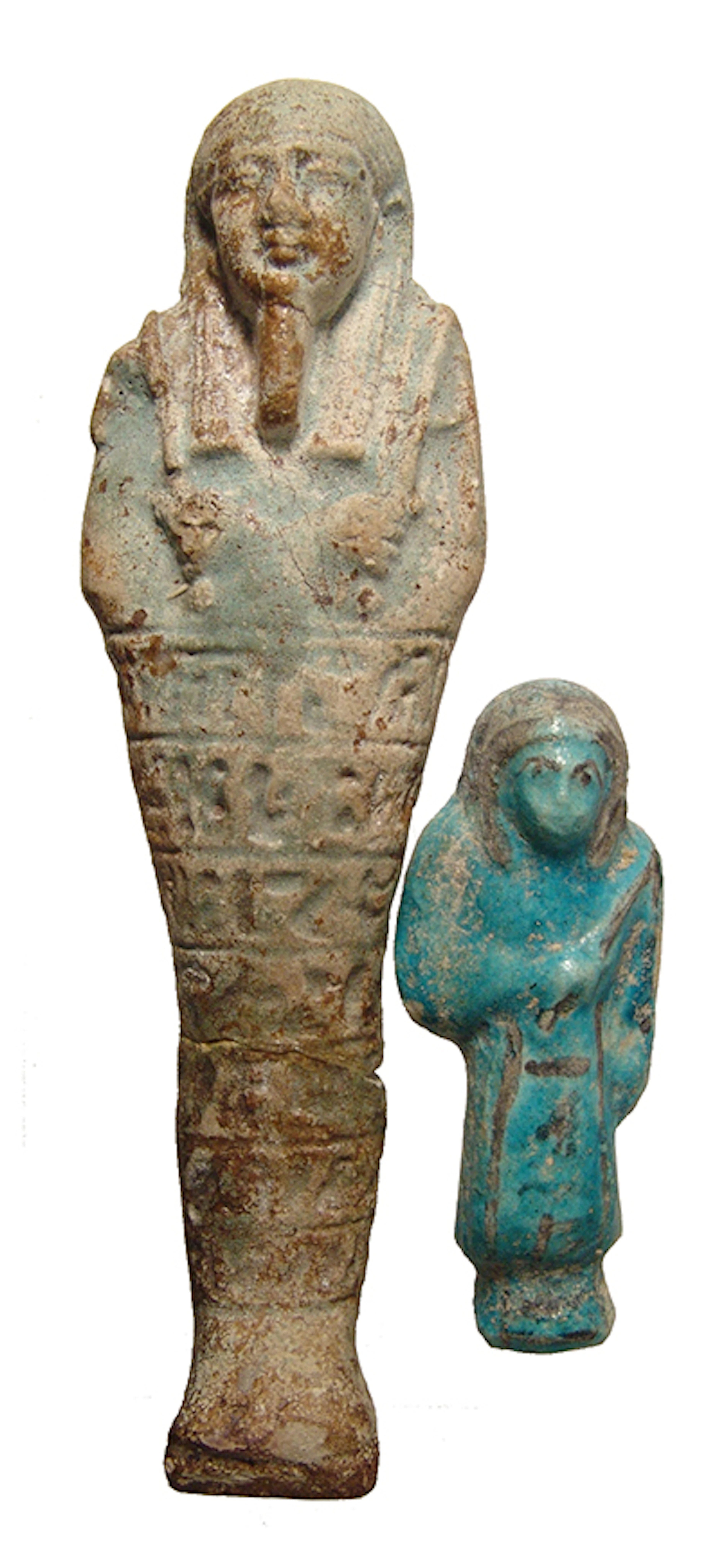 A pair of Egyptian faience ushabtis