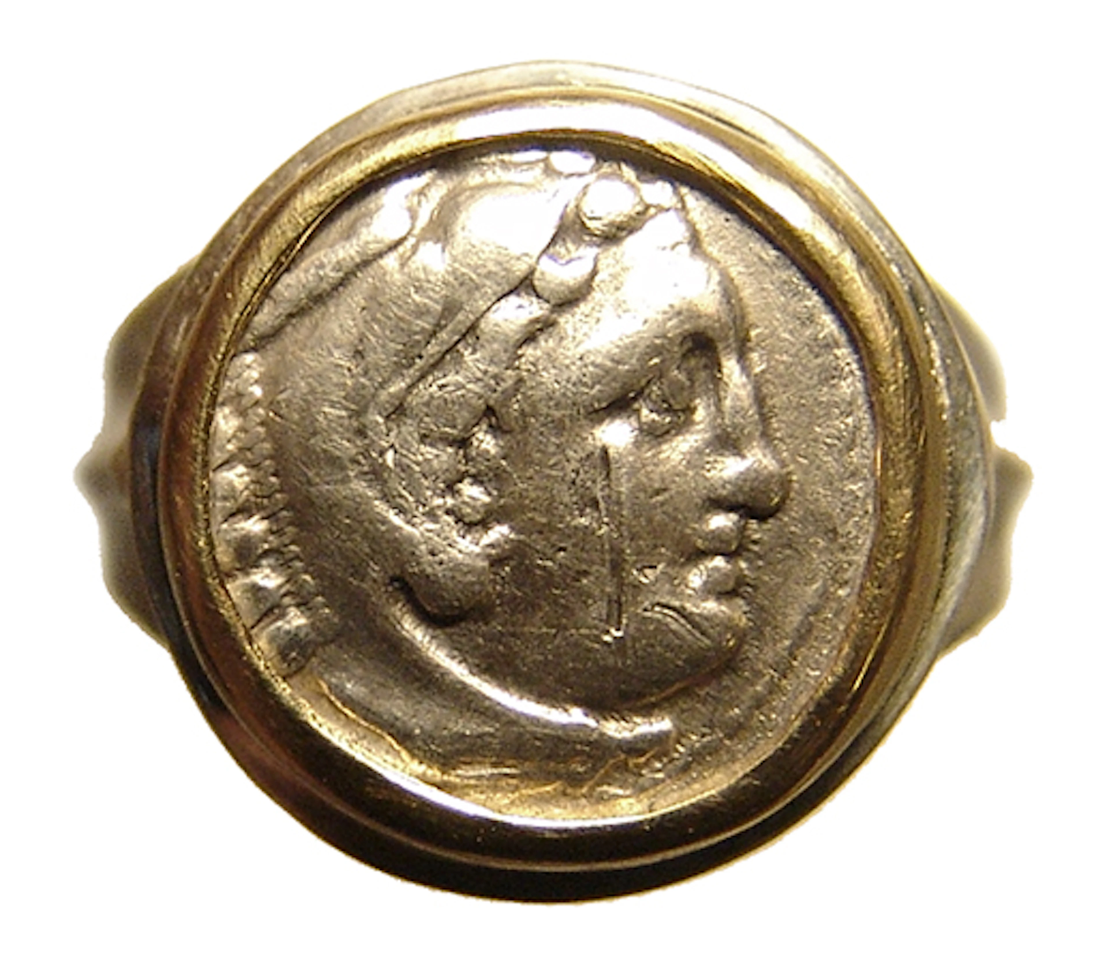 Beautiful silver ring set with coin,Alexander the Great