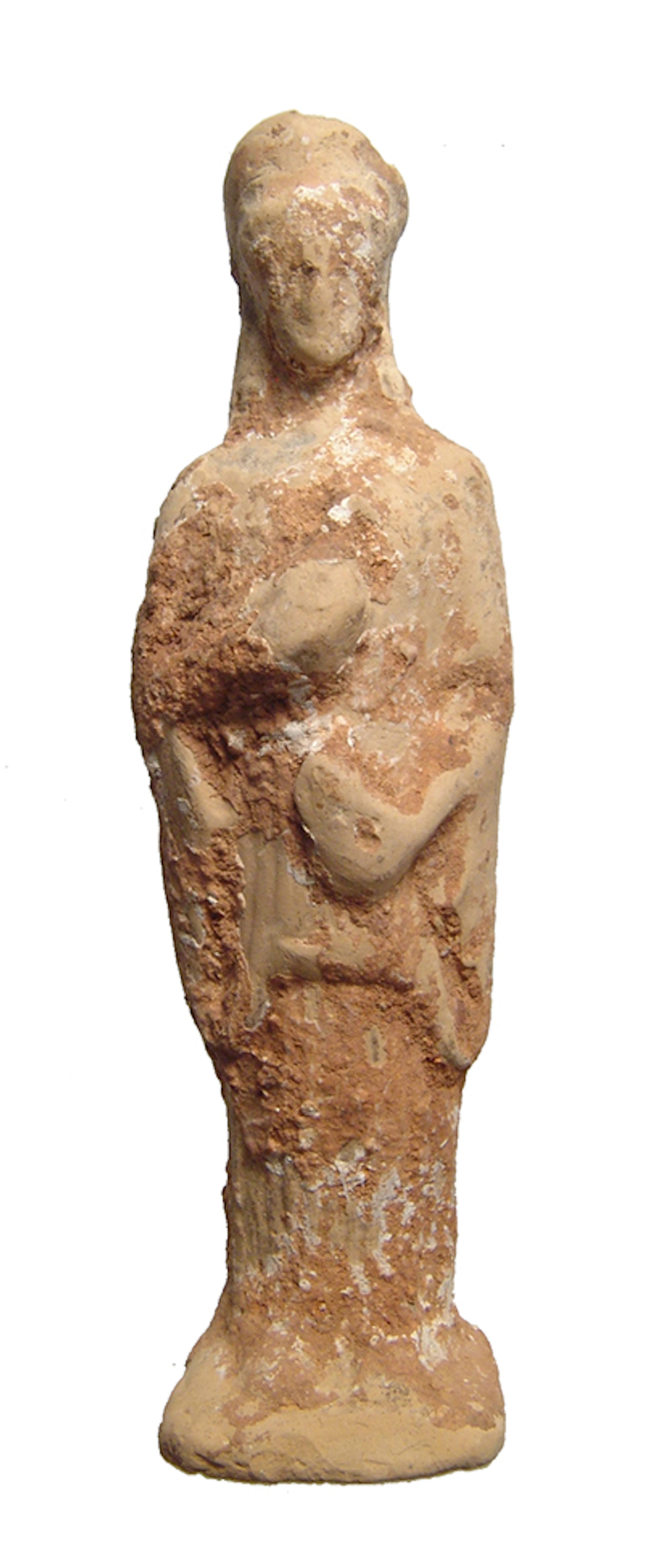 Nice Greek terracotta votive figure of a robed goddess