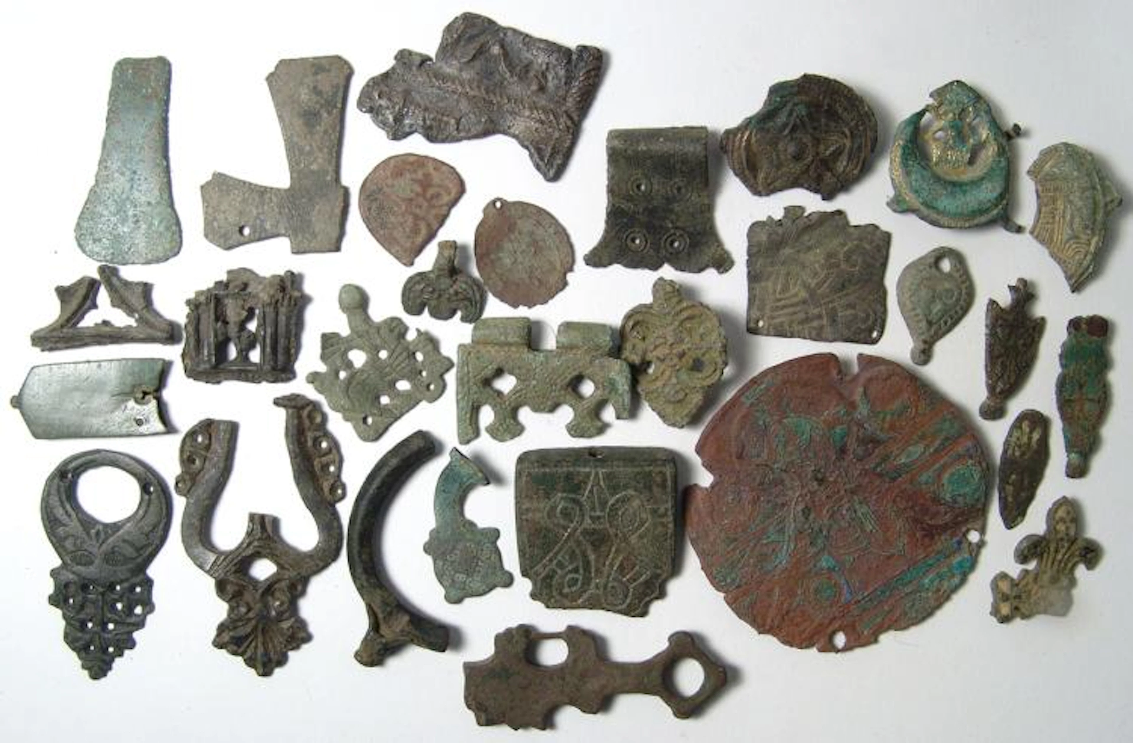 A large group of Medieval bronze and lead objects