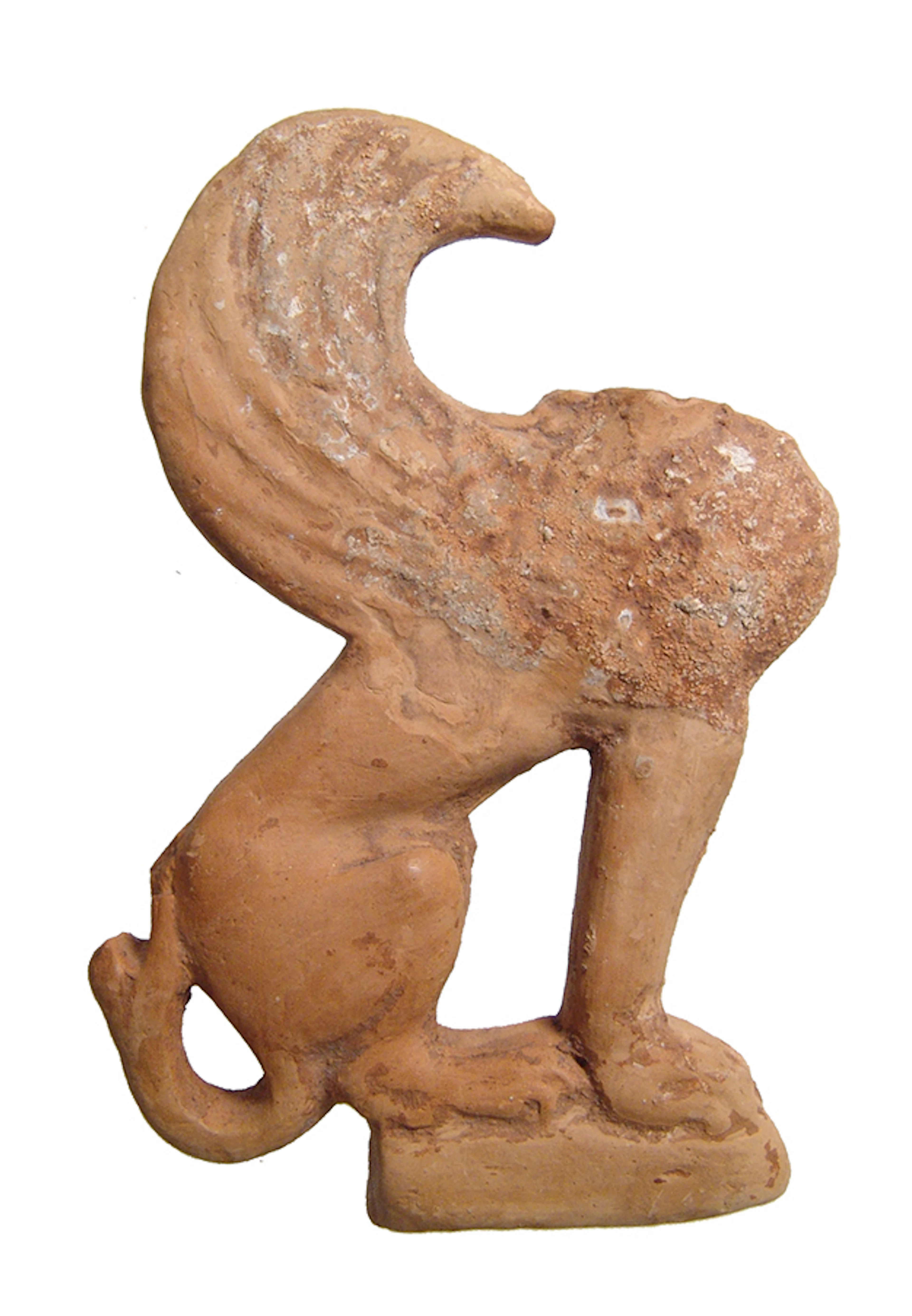 Early Classical Greek terracotta relief of a Sphinx