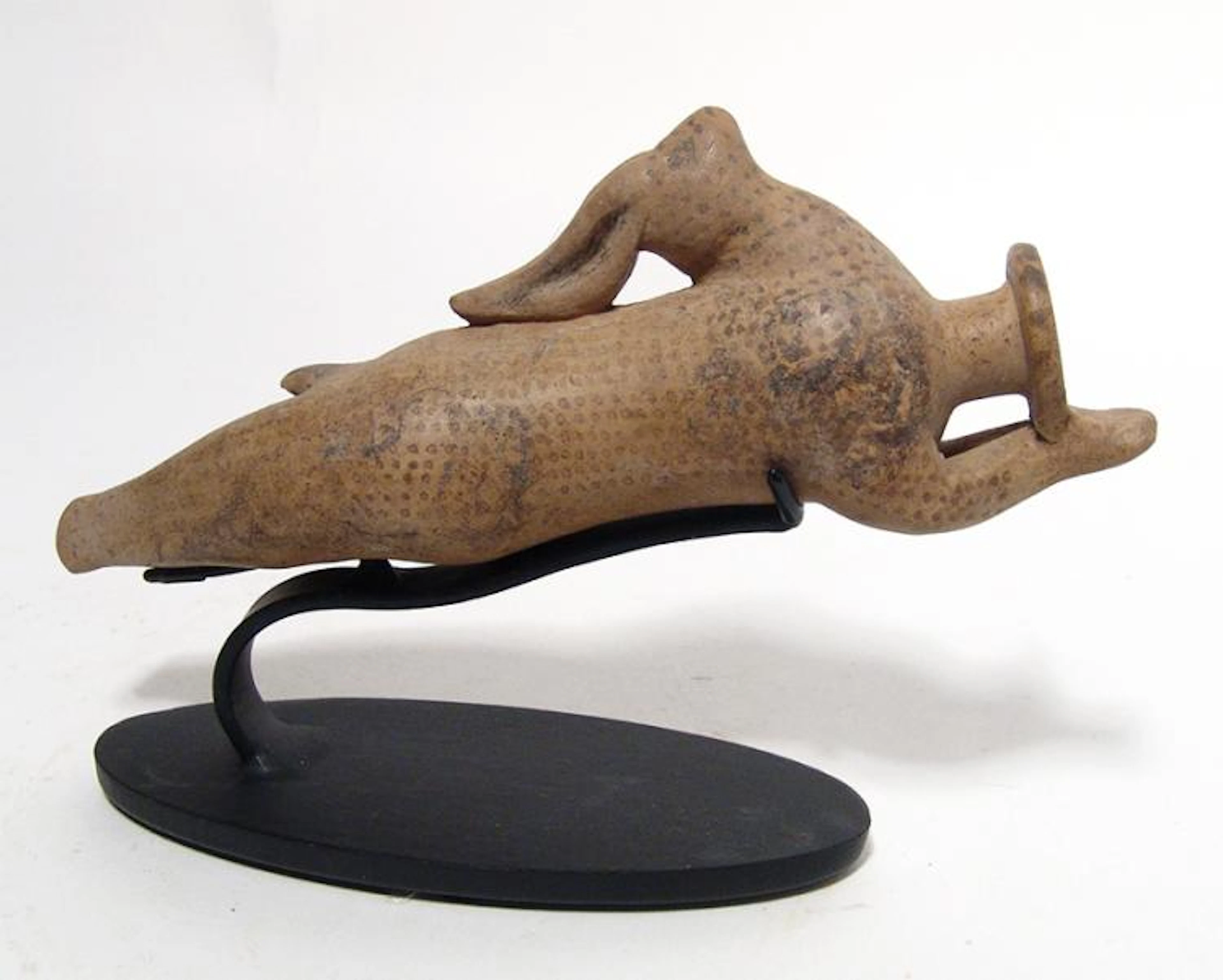 A choice Etrusco-Corinthian alabastron in form of hare