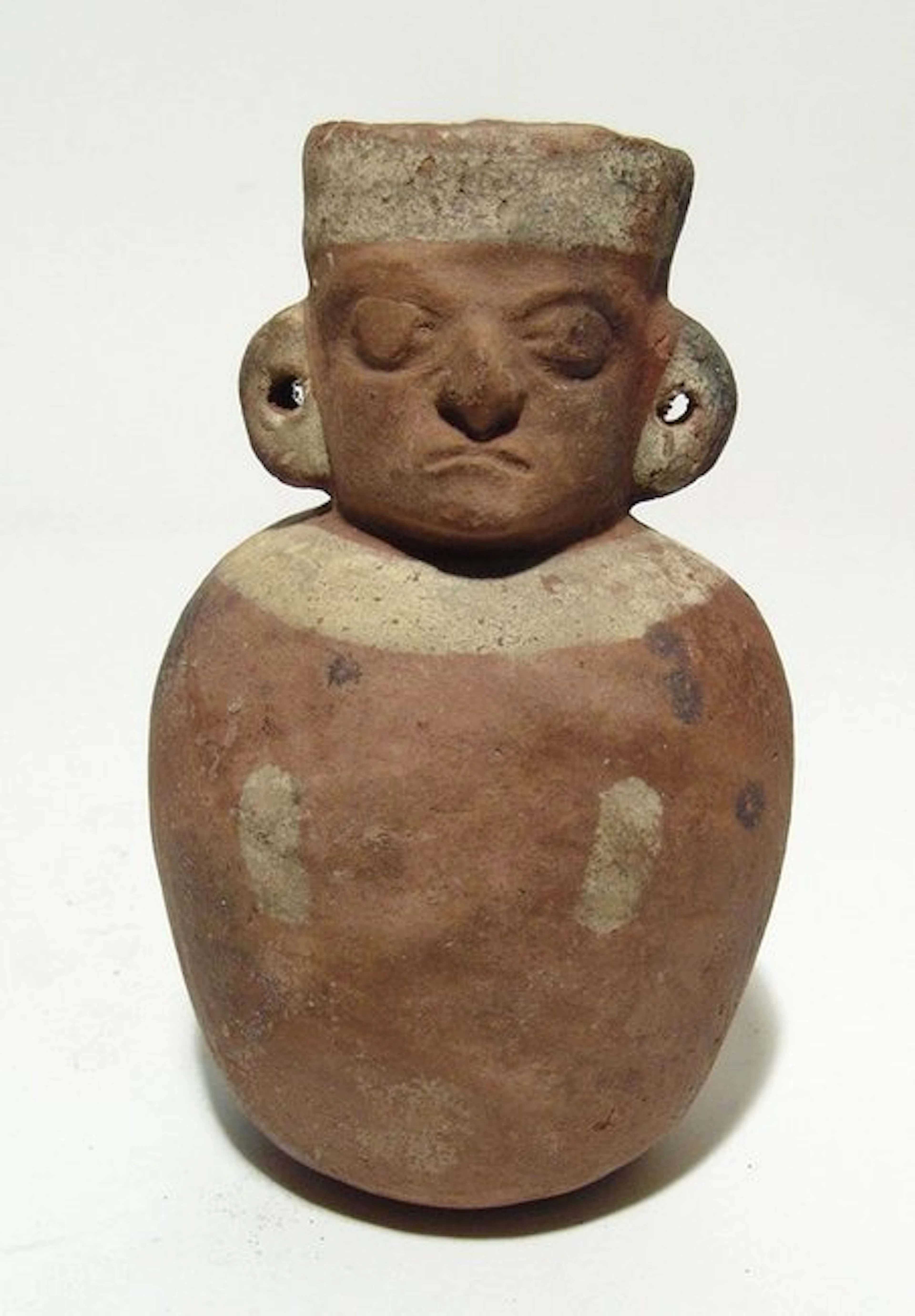 Pre-Columbian ceramic jug in form of seated lord