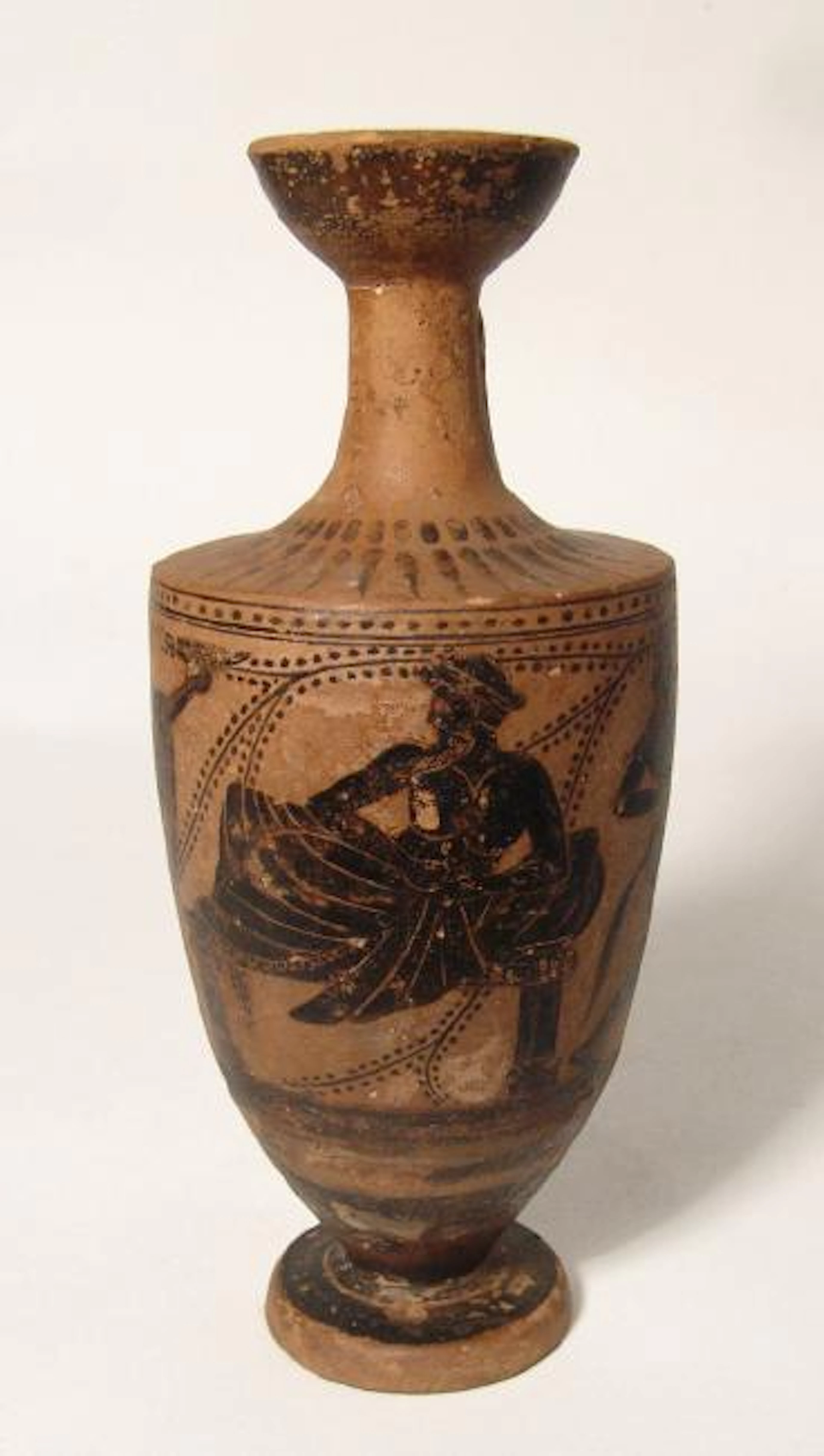 Stunning Greek black-figure lekythos w/ three figures