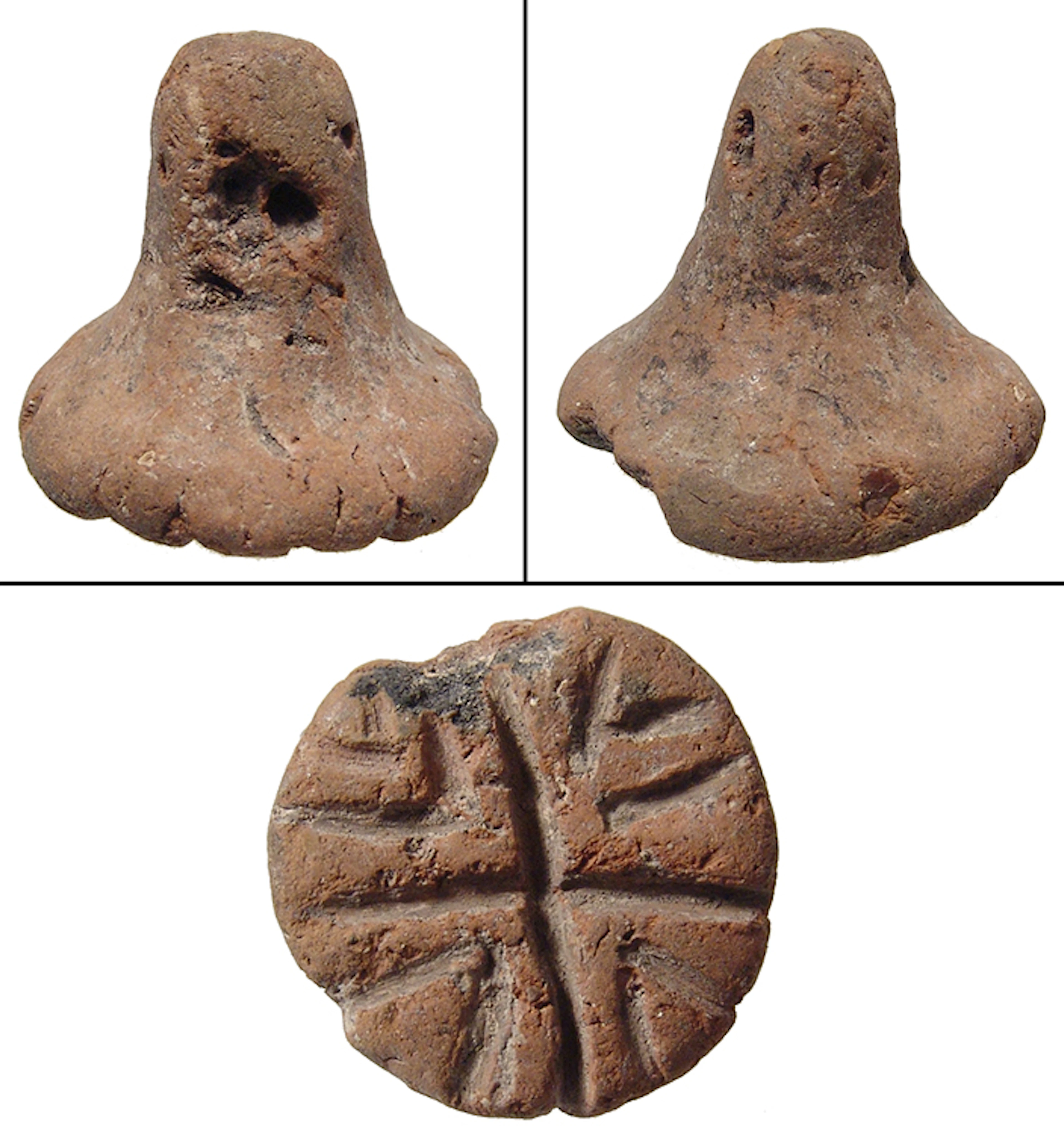 Circular terracotta Mesopotamian circular stamp seal